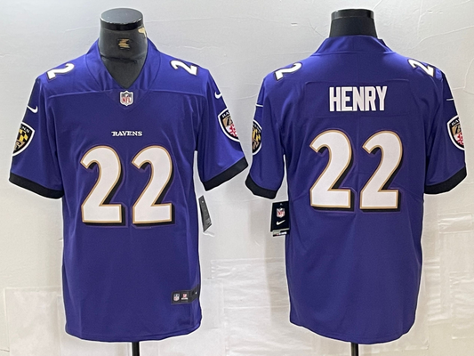 Men's Baltimore Ravens Derrick Henry #22 Purple Game Player Jerseys