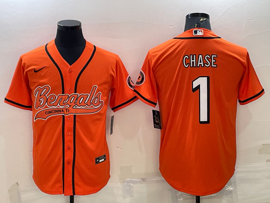 Men's Cincinnati Bengals Ja'Marr Chase #1 Orange Fashion Game Jerseys