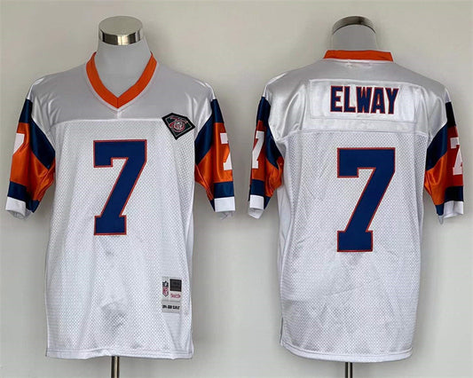 Men's Denver Broncos John Elway Mitchell & Ness White Legacy Replica Jerseys