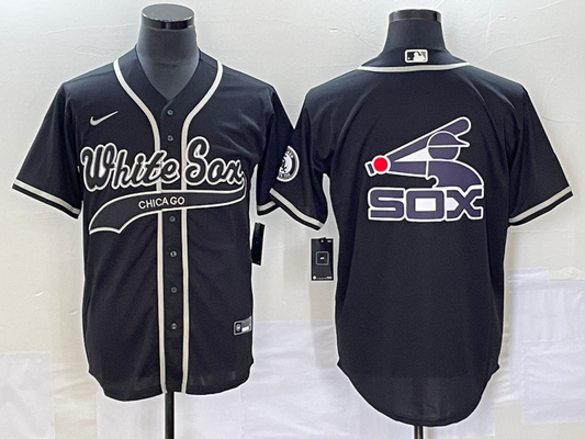 Men's Chicago White Sox Black Replica Player Jerseys Joint Edition