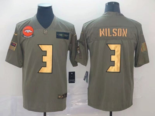 Men's Denver Broncos Russell Wilson #3 Brown Player Game Jerseys