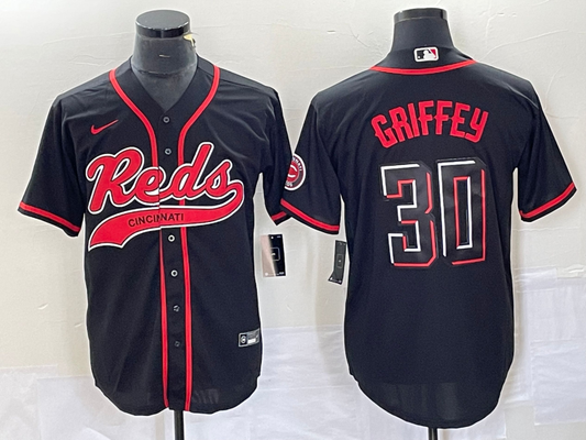 Men's Cincinnati Reds Ken Griffey Jr. #30 Black Replica Player Jerseys Joint Edition