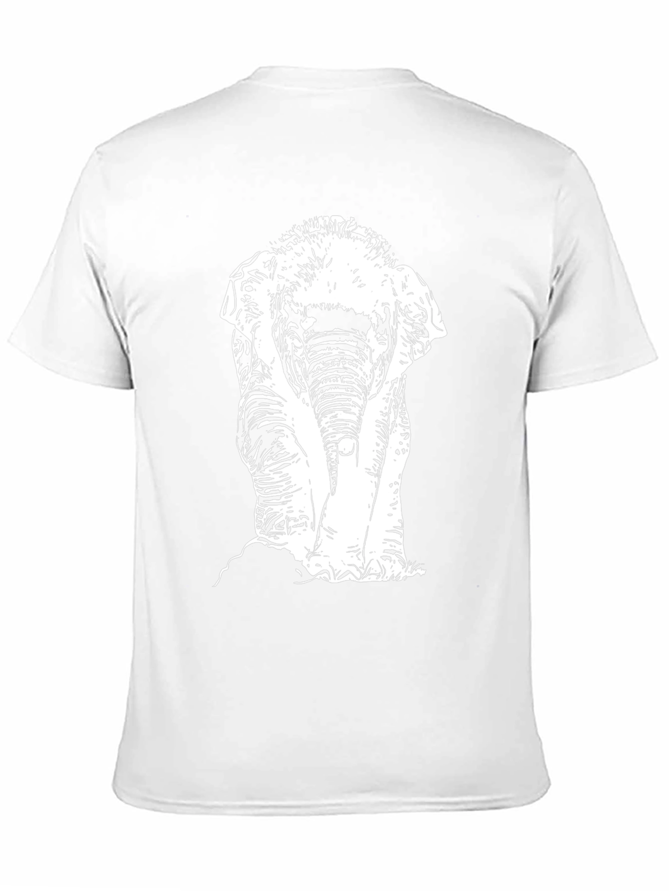 Black T-Shirt with White Elephant Print