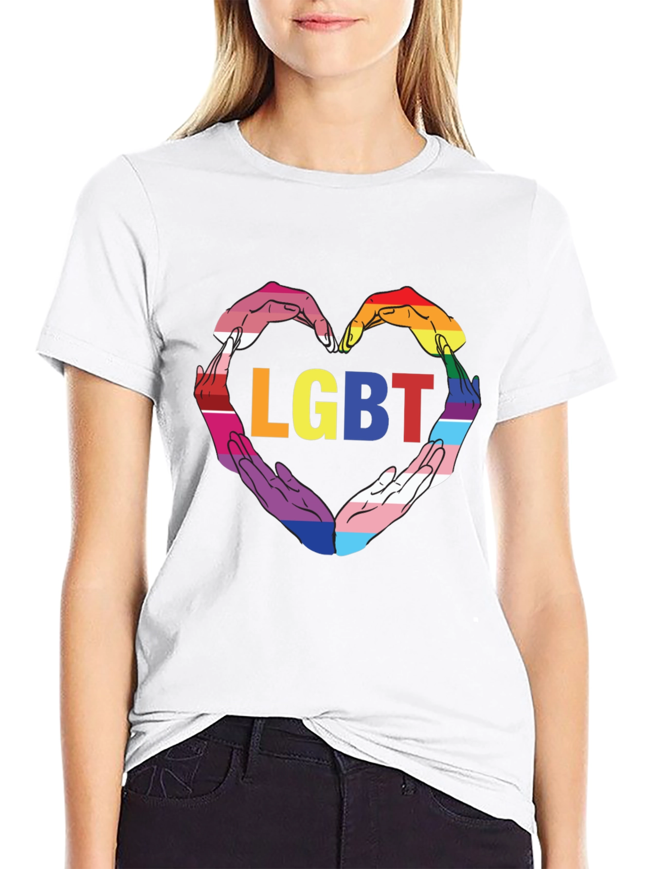 LGBT Pride Heart Hands Graphic Tee