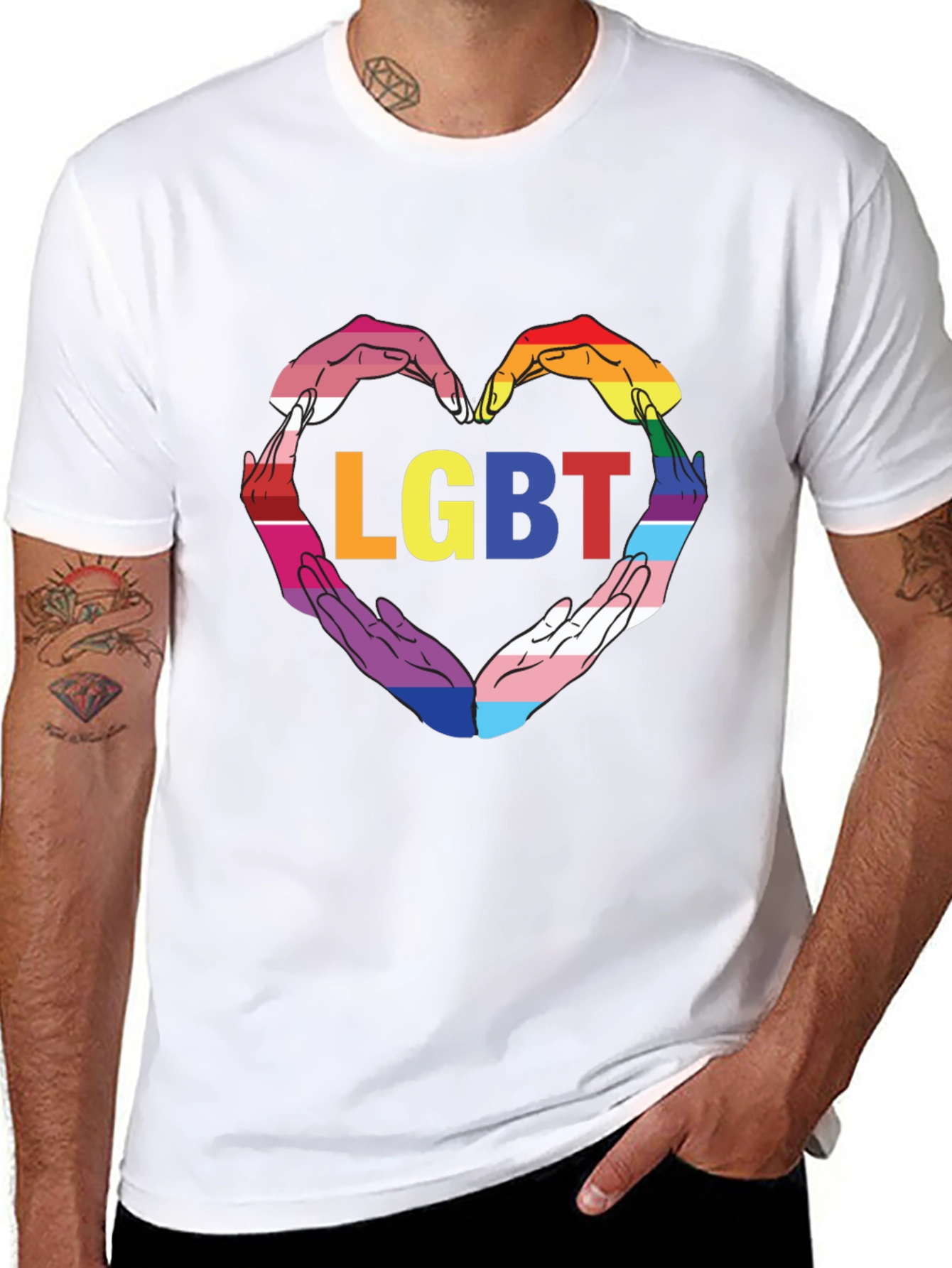 LGBT Pride Heart Hands Graphic Tee