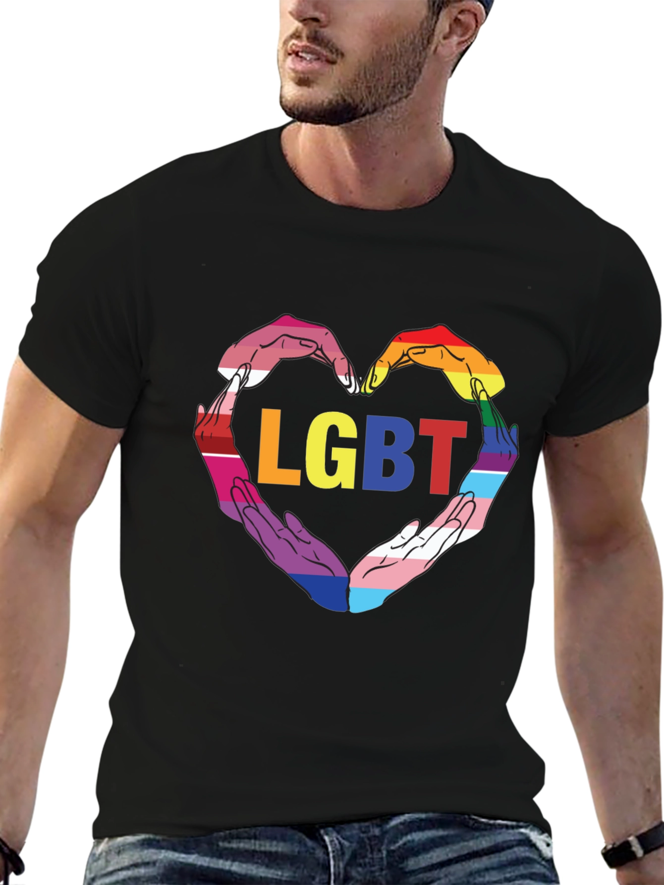 LGBT Pride Heart Hands Graphic Tee