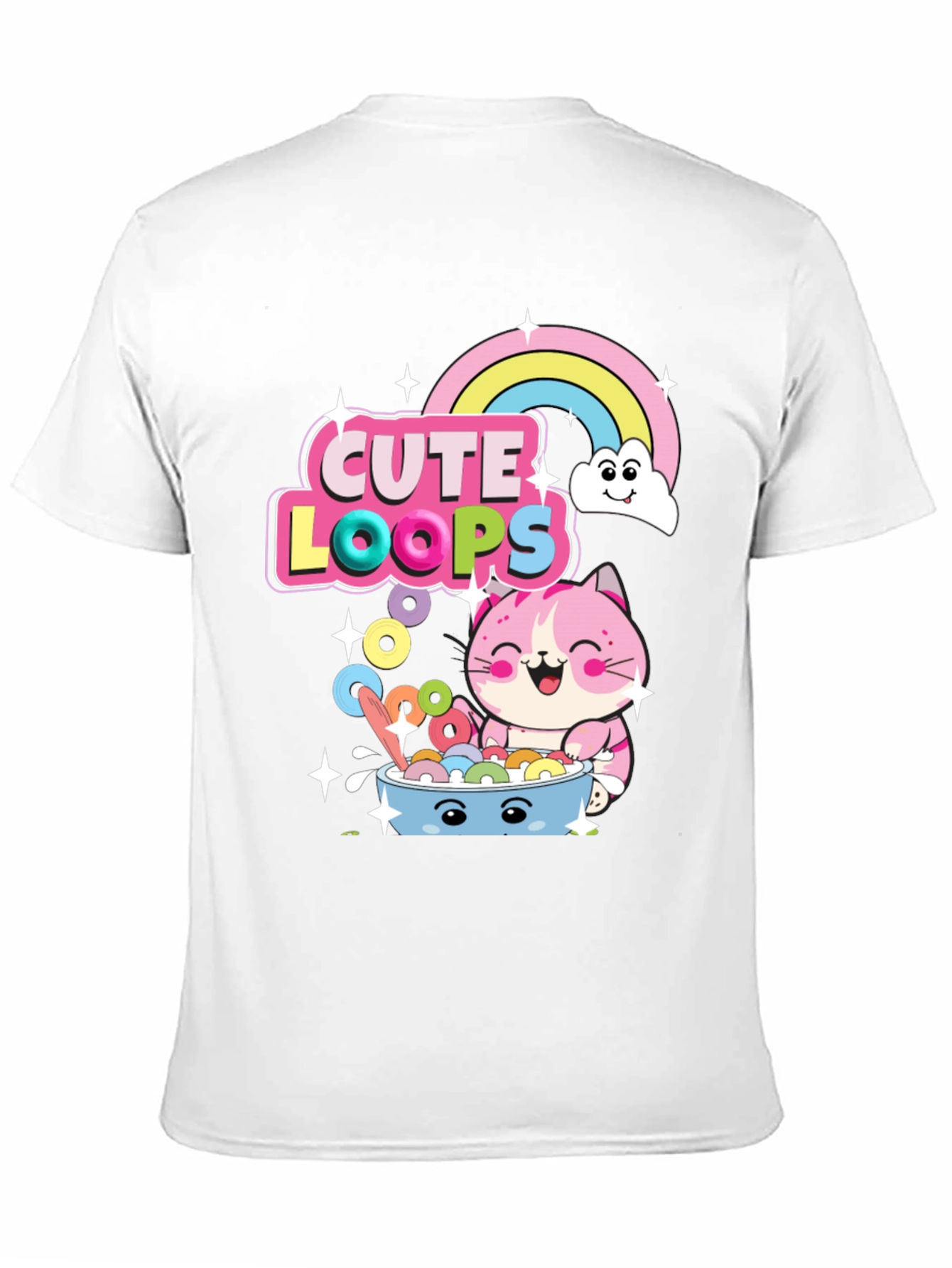 Cute Loops Cartoon Cat T-Shirt