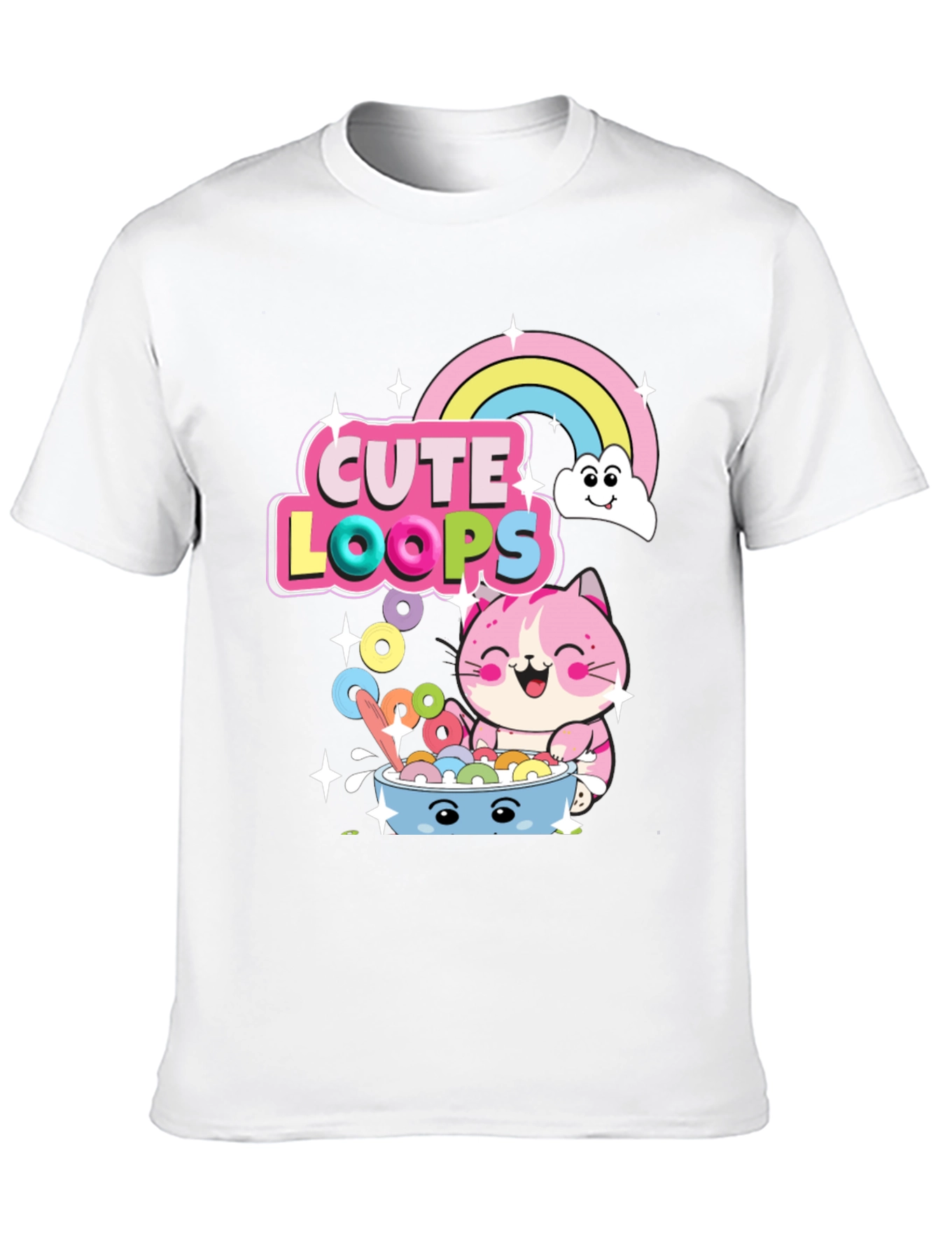 Cute Loops Cartoon Cat T-Shirt