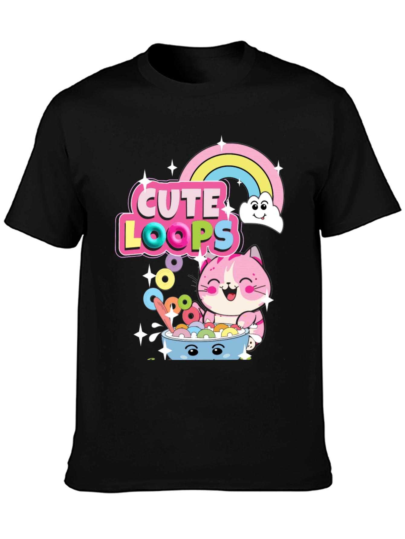 Cute Loops Cartoon Cat T-Shirt