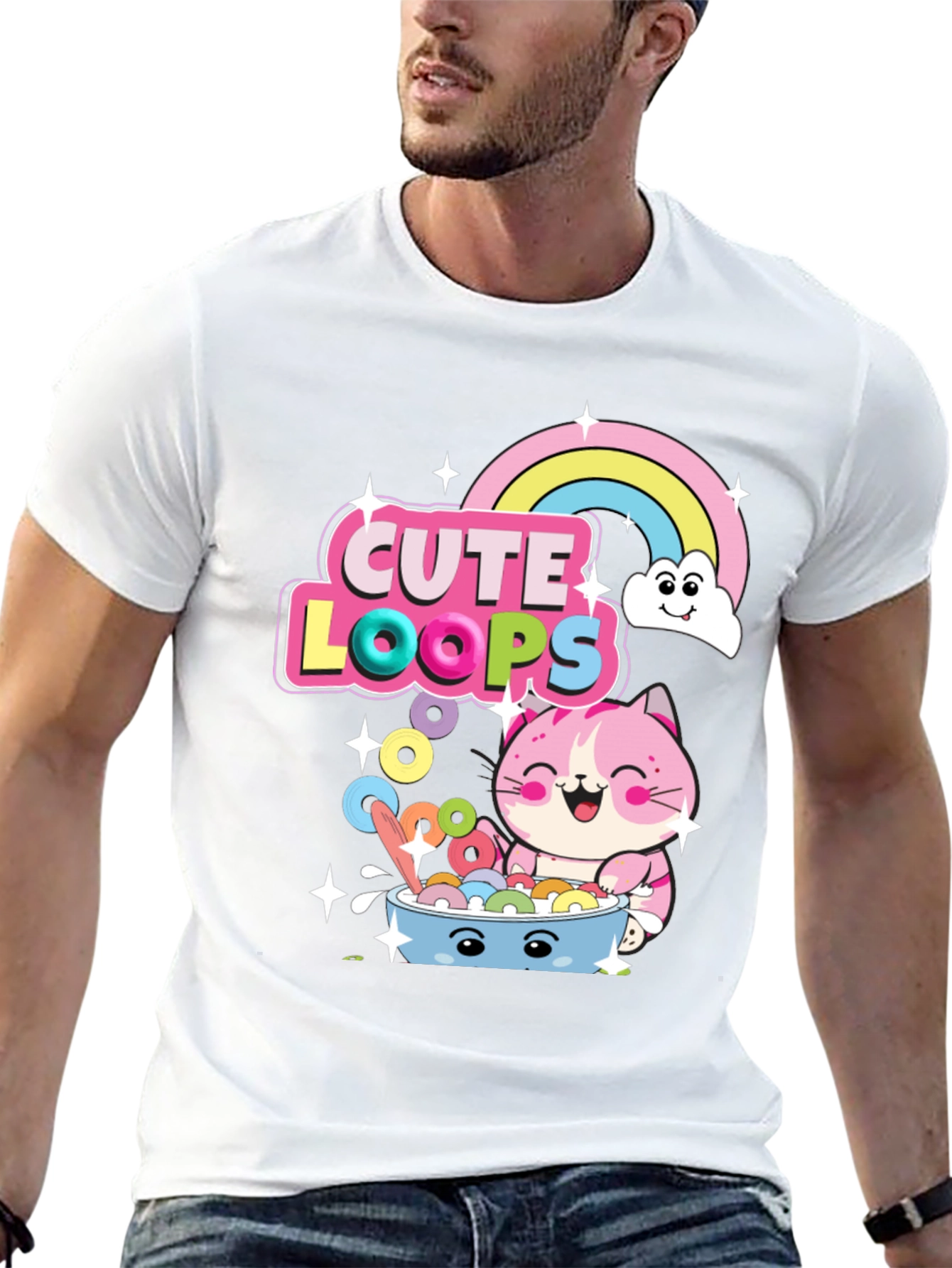 Cute Loops Cartoon Cat T-Shirt