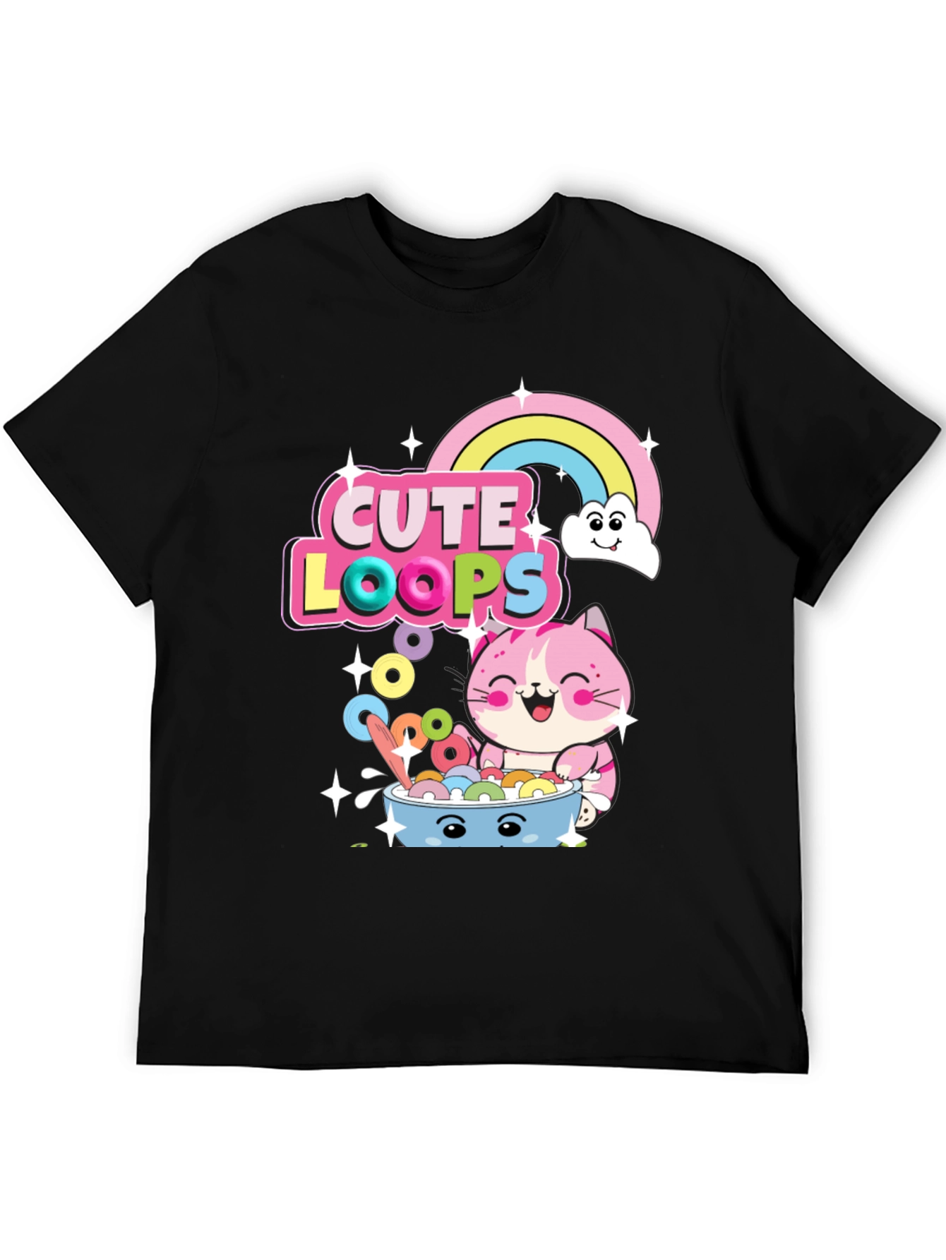 Cute Loops Cartoon Cat T-Shirt