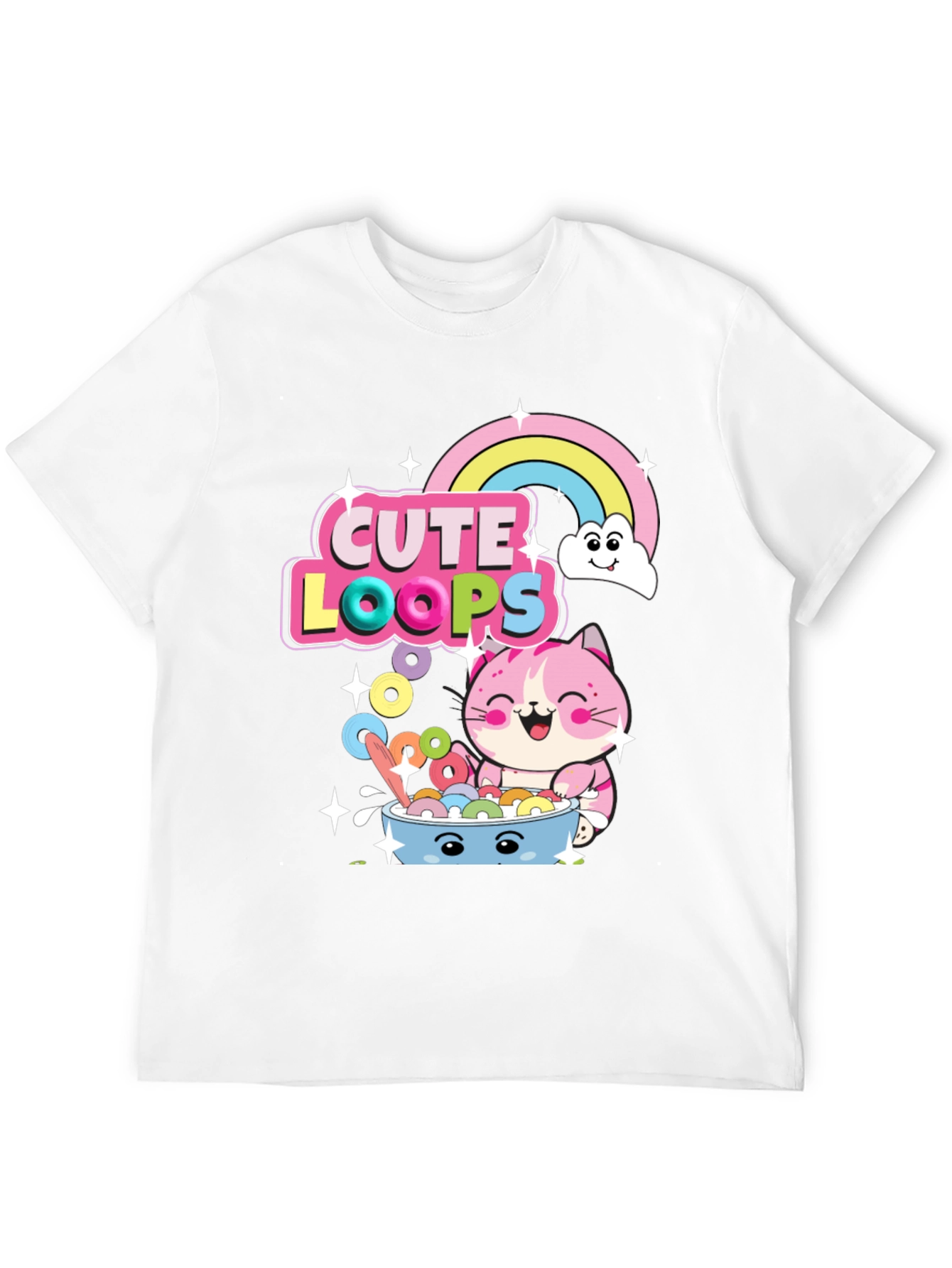 Cute Loops Cartoon Cat T-Shirt