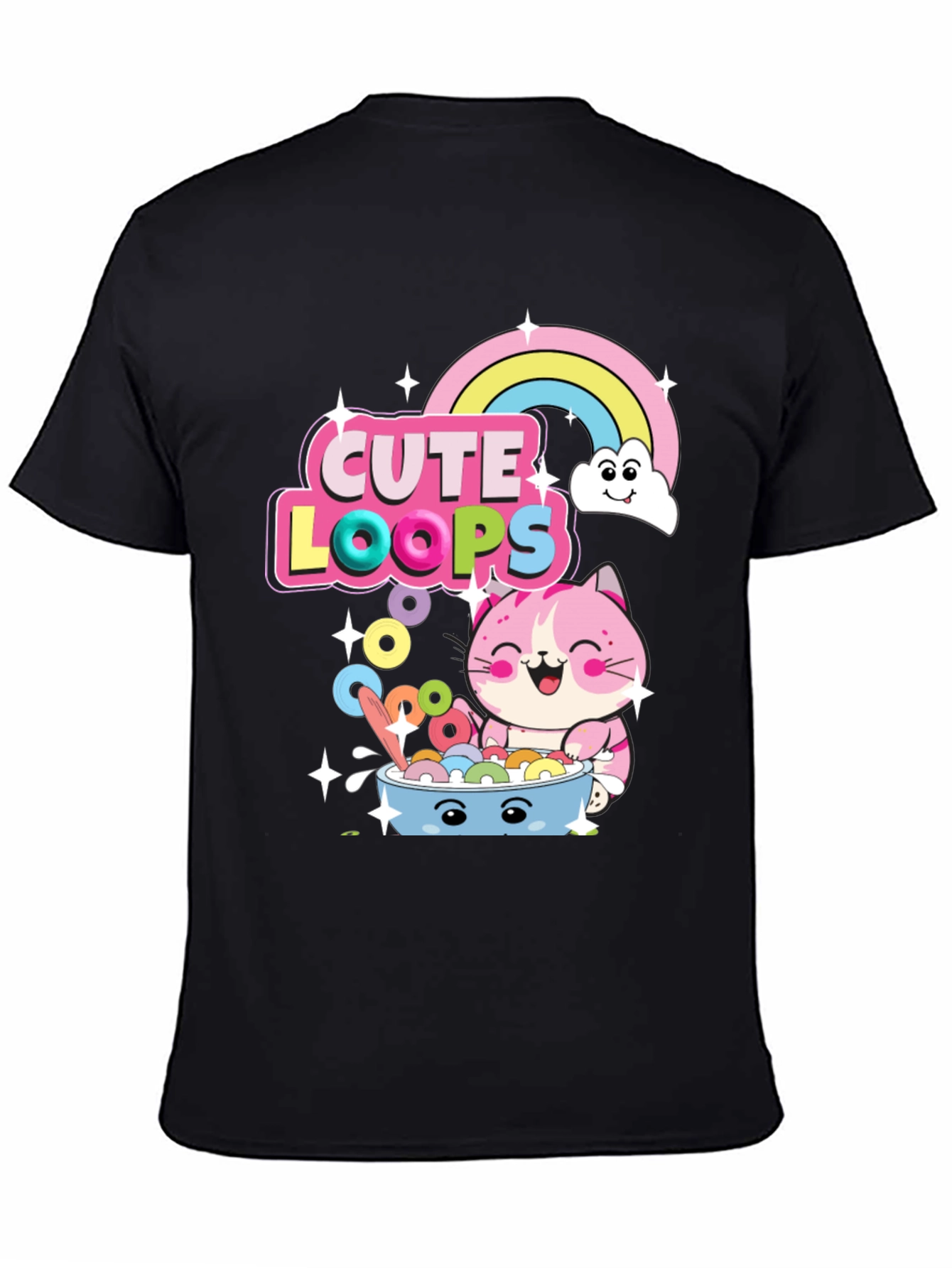 Cute Loops Cartoon Cat T-Shirt