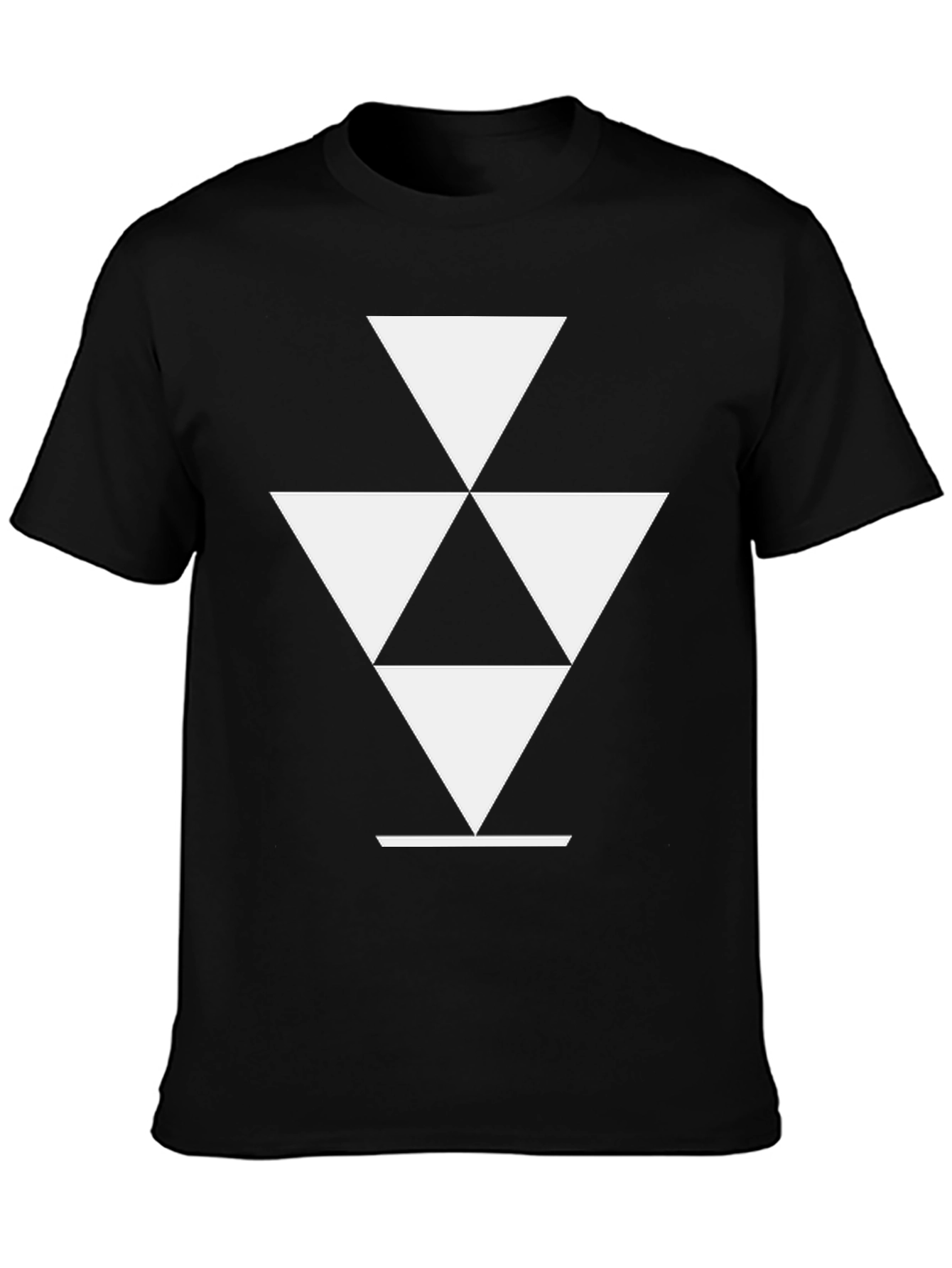 Geometric Triangle Graphic Tee - Modern Black T-Shirt