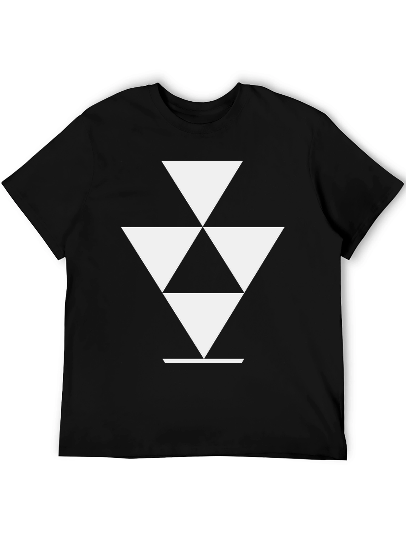 Geometric Triangle Graphic Tee - Modern Black T-Shirt
