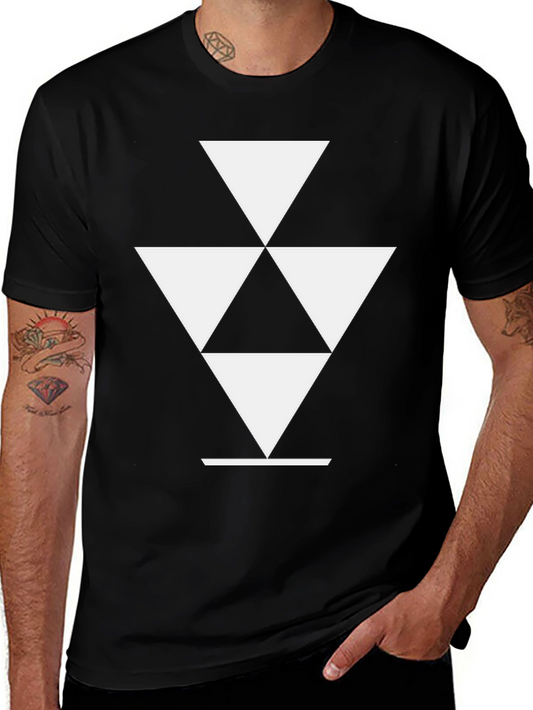 Geometric Triangle Graphic Tee - Modern Black T-Shirt