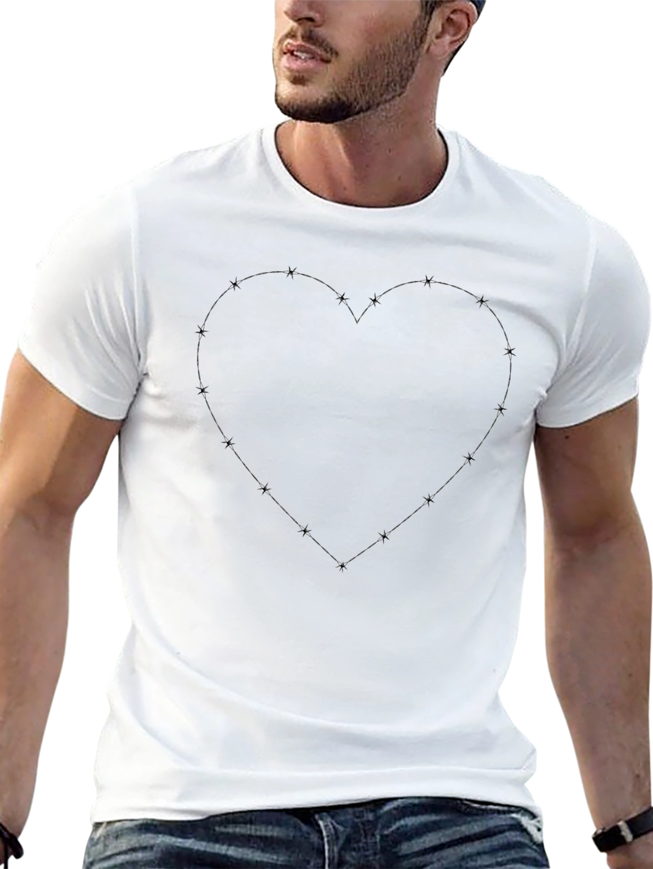 Heart Outline Black T-Shirt - Stylish and Comfortable