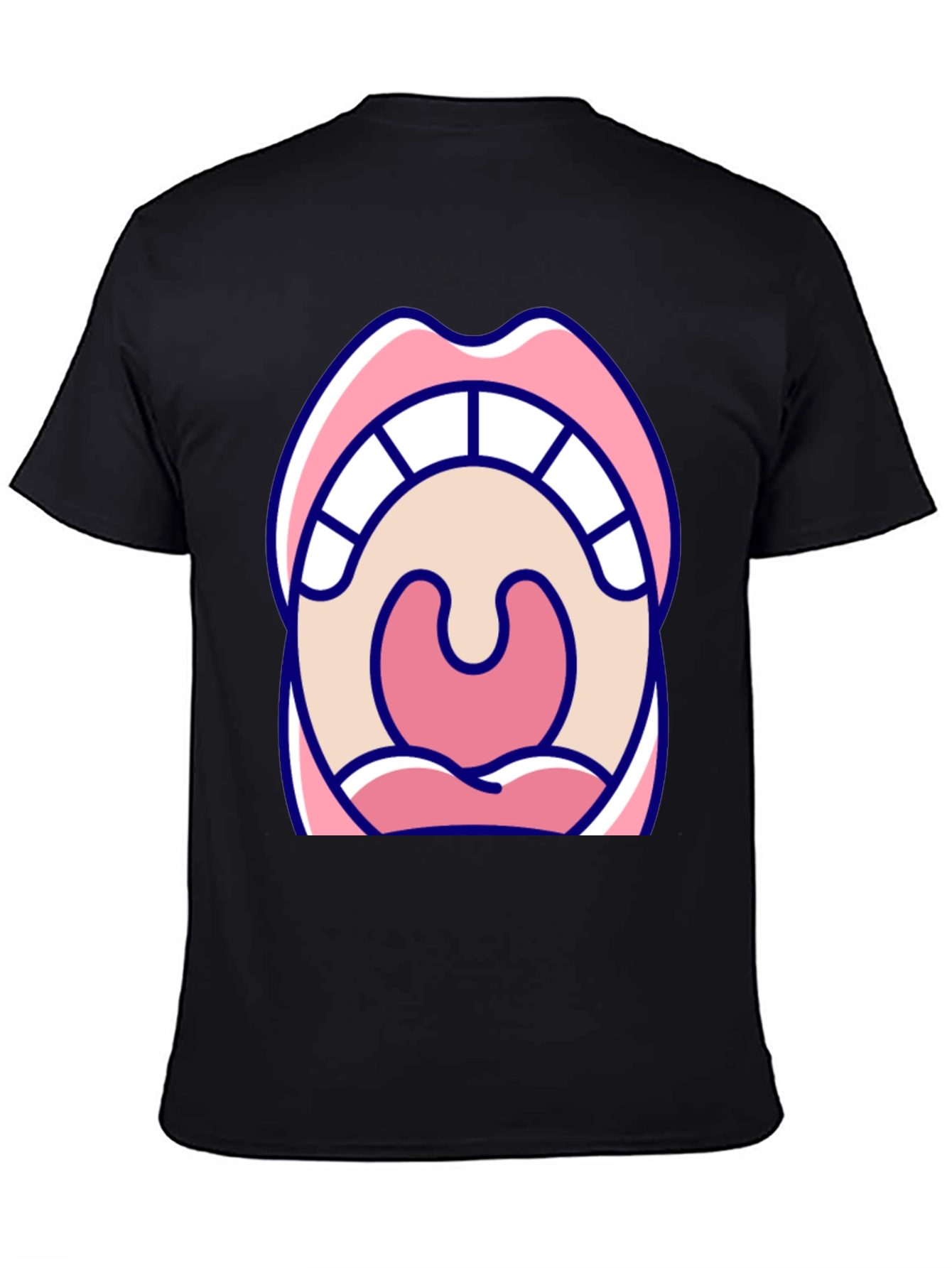 Open Mouth Graphic Tee - Black Cotton T-Shirt