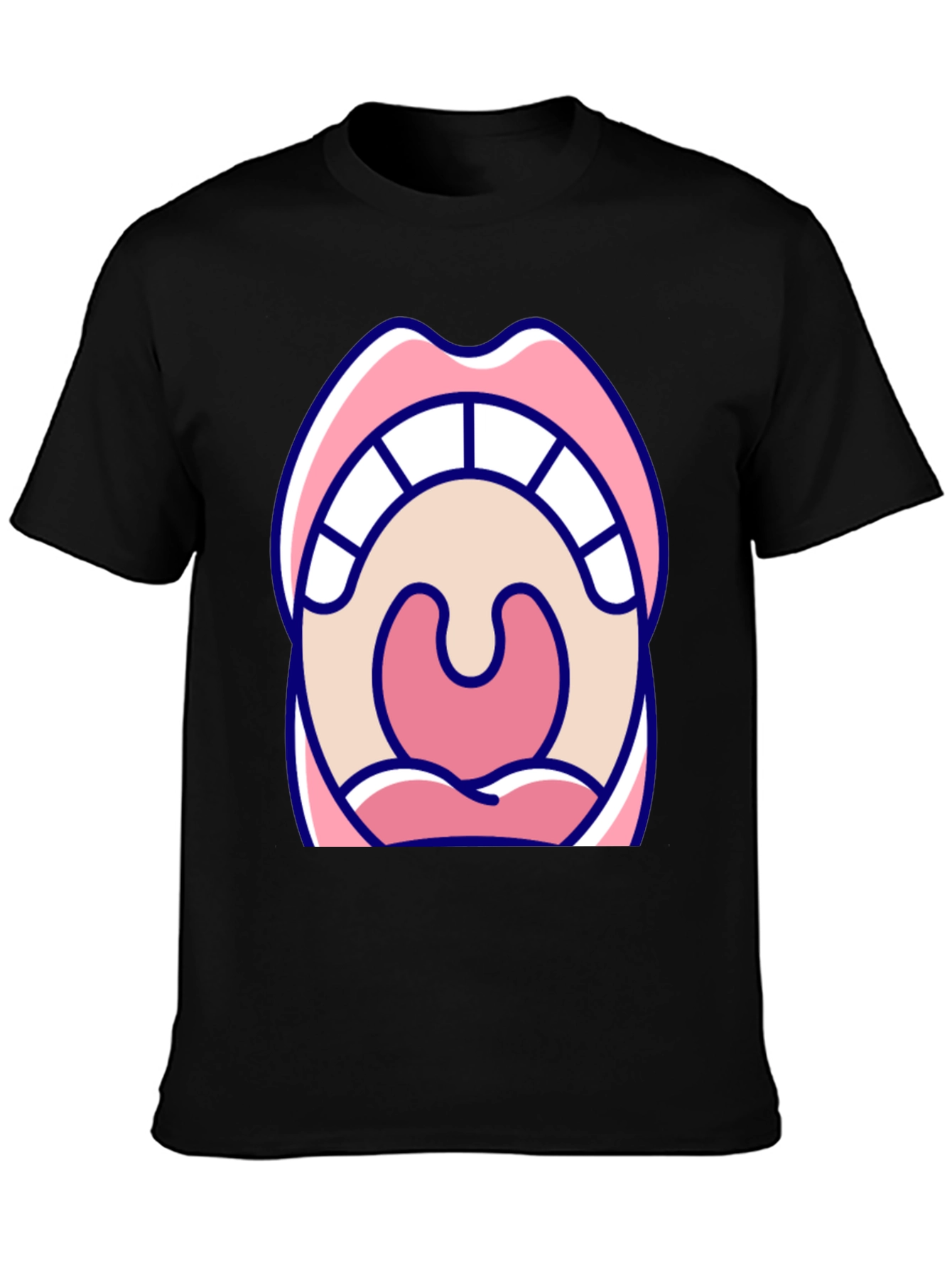 Open Mouth Graphic Tee - Black Cotton T-Shirt