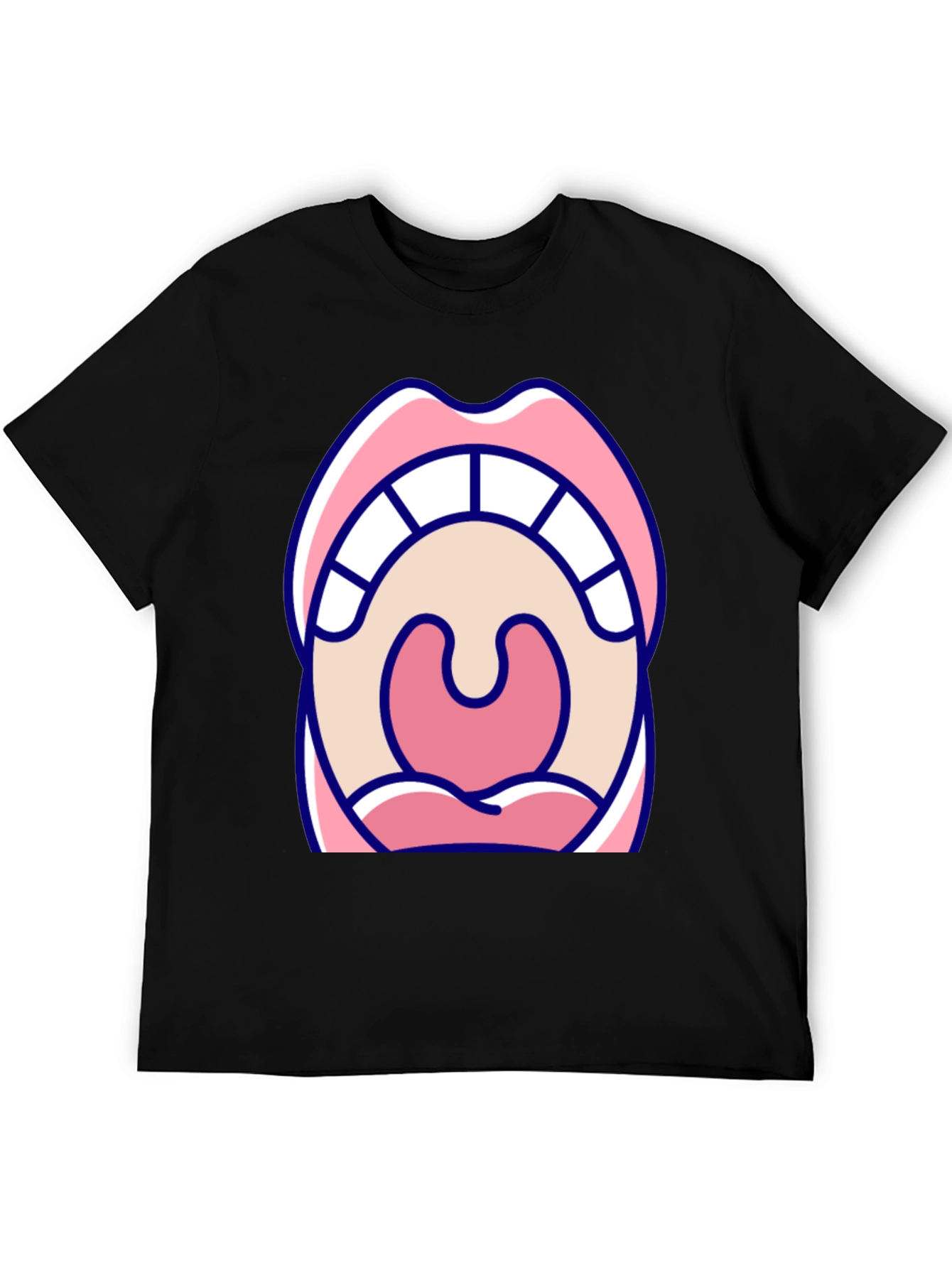 Open Mouth Graphic Tee - Black Cotton T-Shirt