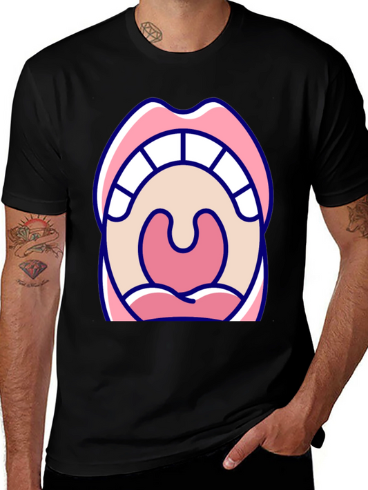 Open Mouth Graphic Tee - Black Cotton T-Shirt