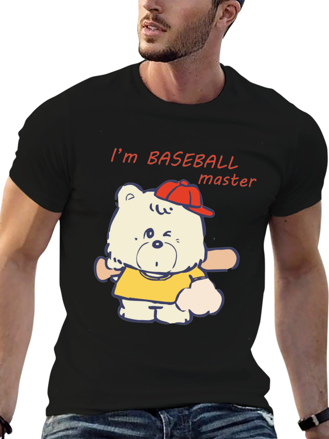 Baseball Bear T-Shirt - Cartoon Graphic Tee