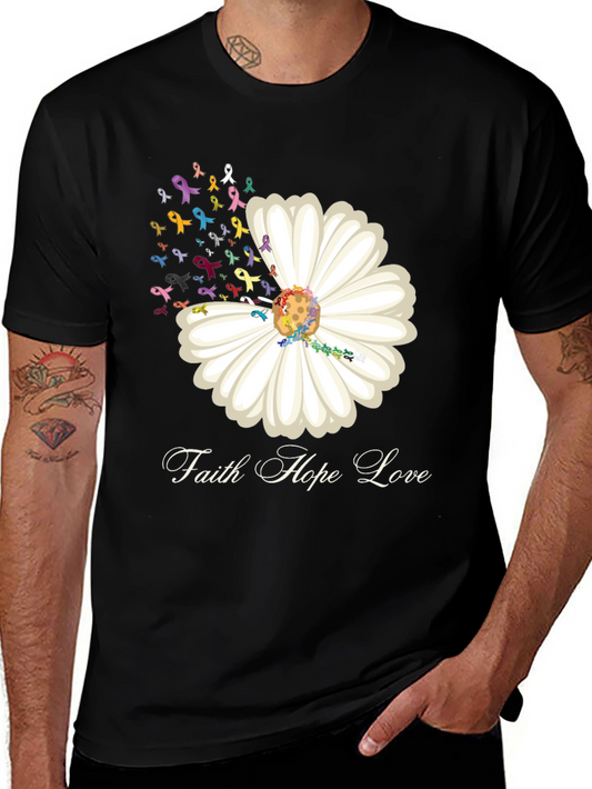 Faith Hope Love Daisy Ribbon T-Shirt