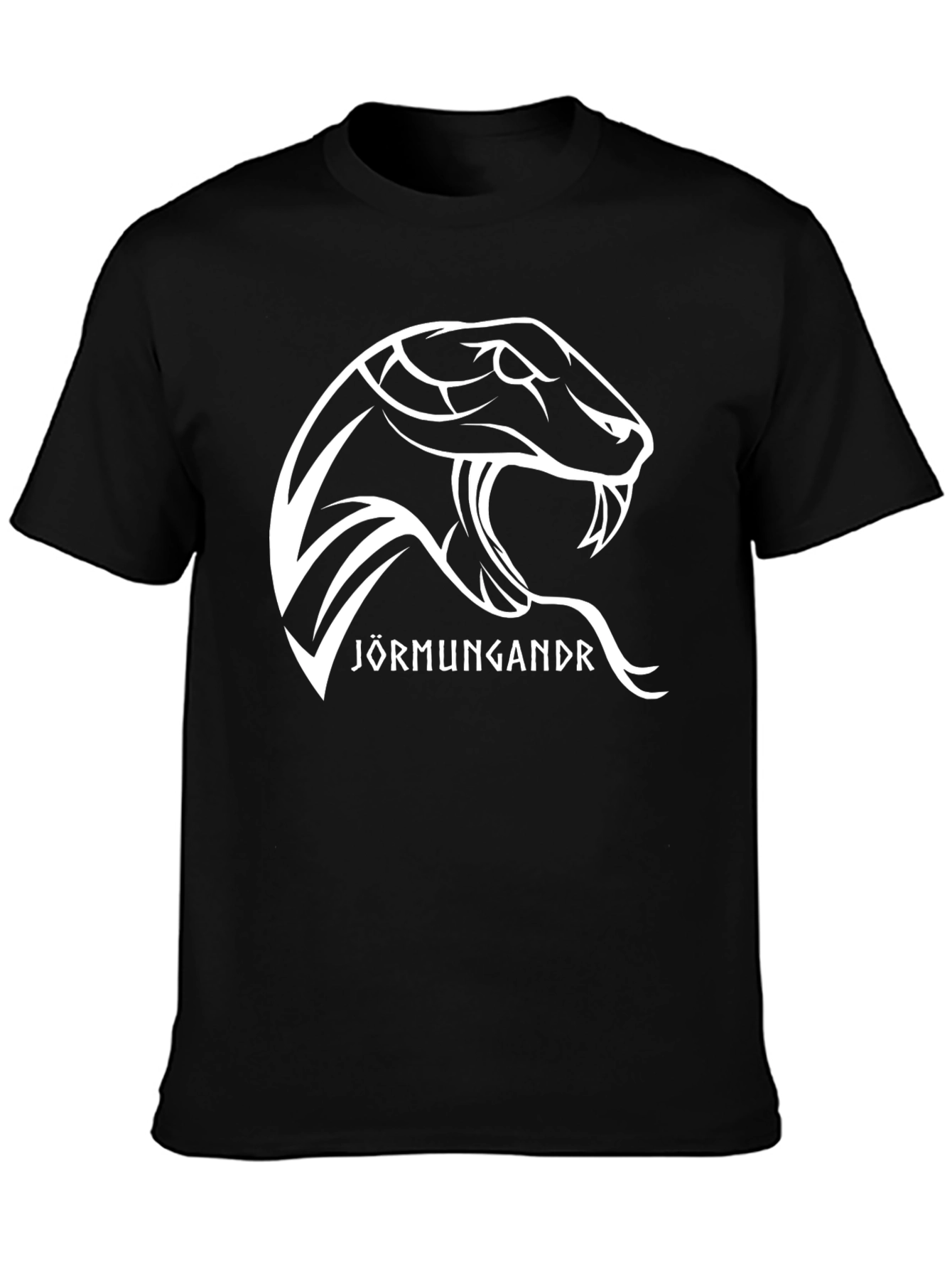 Jormungandr Serpent Graphic Tee - Black Cotton T-Shirt