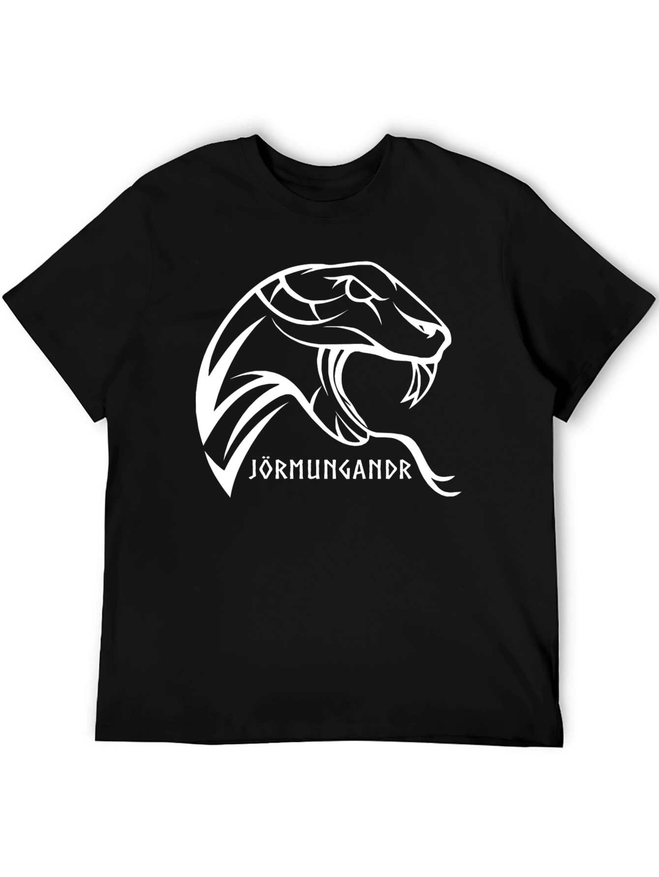 Jormungandr Serpent Graphic Tee - Black Cotton T-Shirt