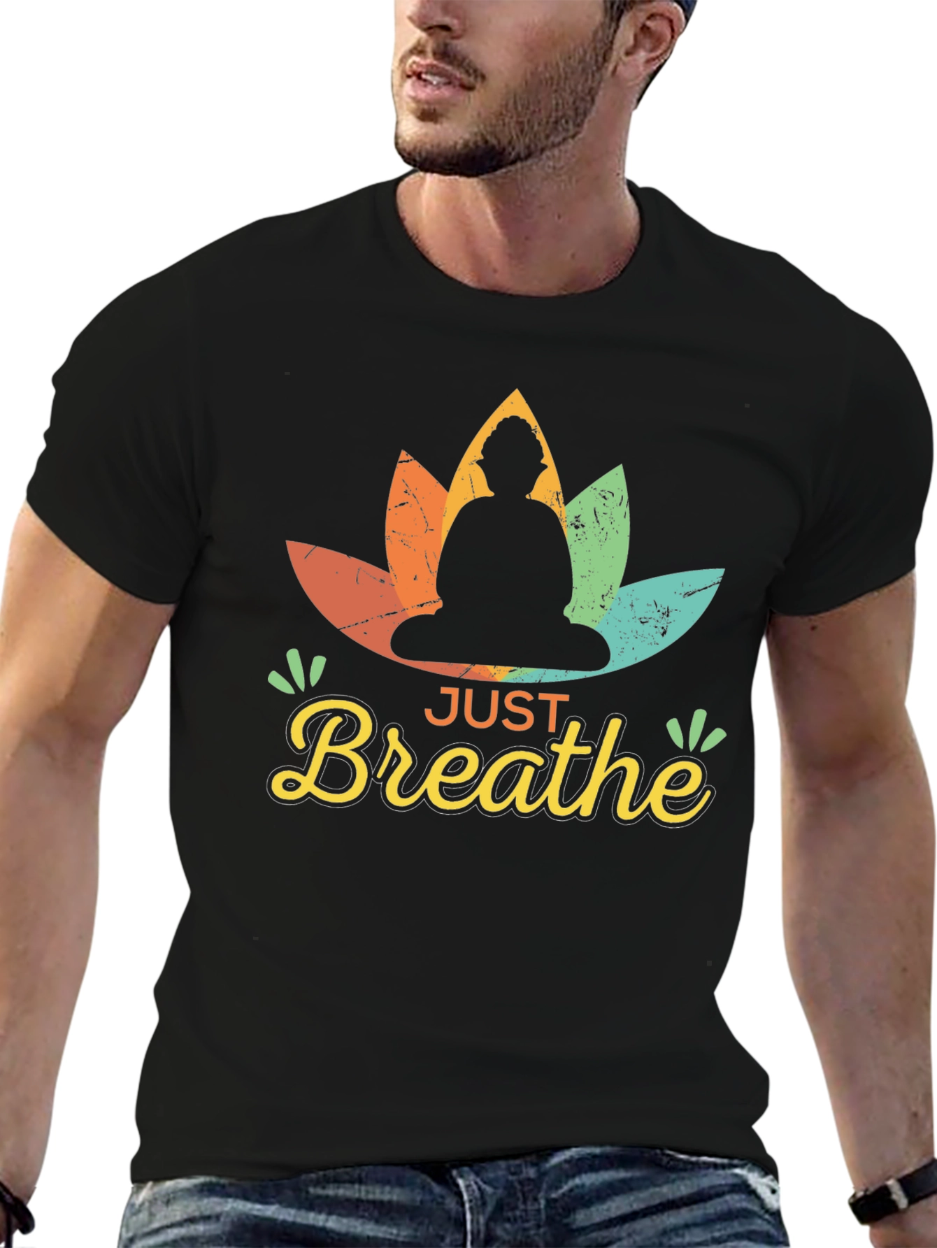 Just Breathe Buddha Graphic Tee