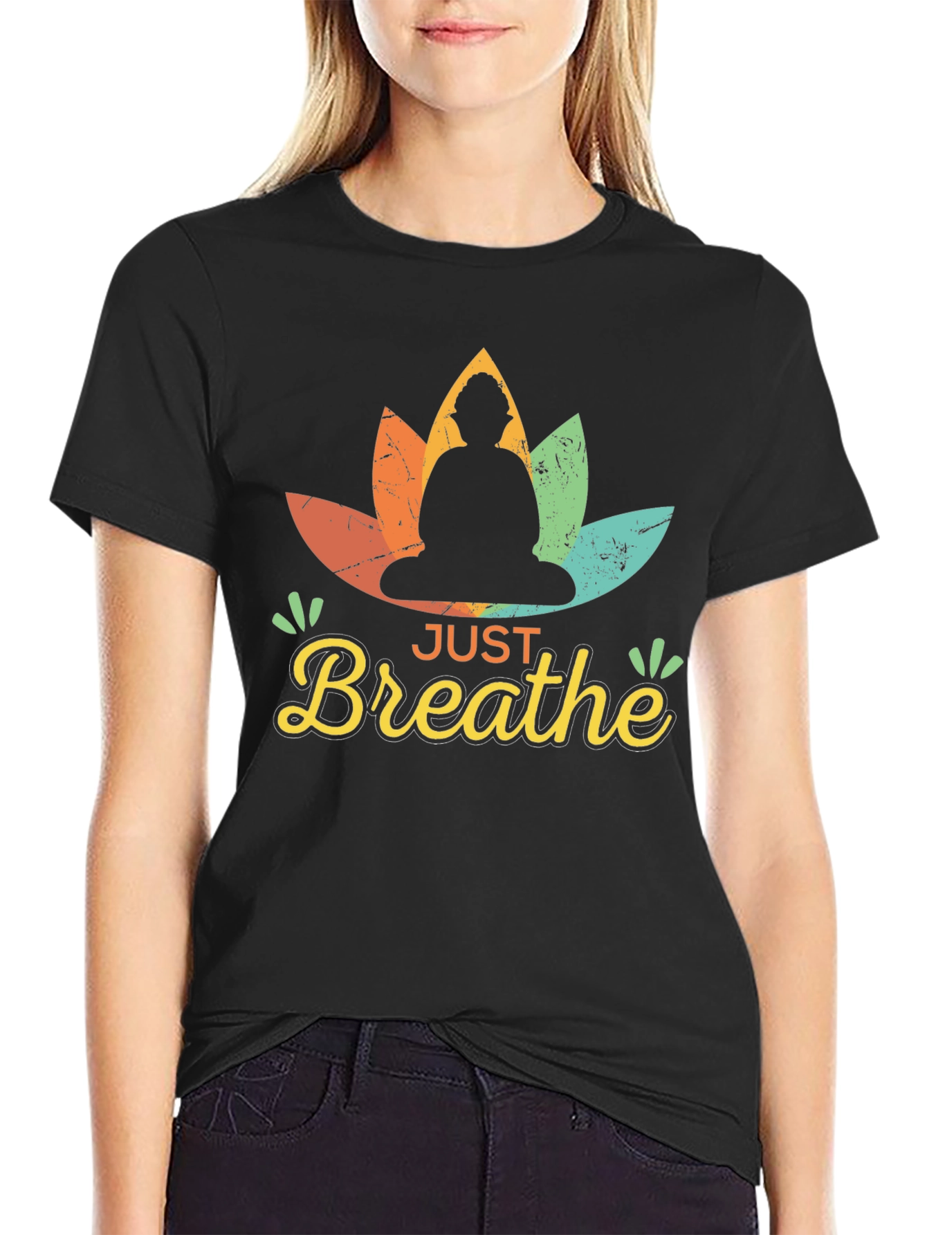 Just Breathe Buddha Graphic Tee