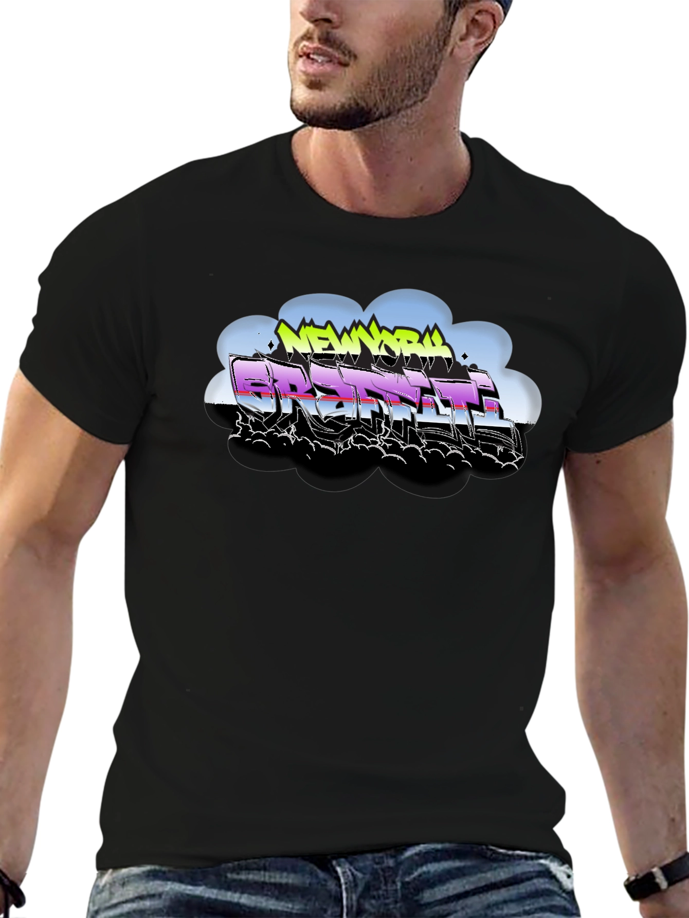 New York Graffiti Style Black T-Shirt