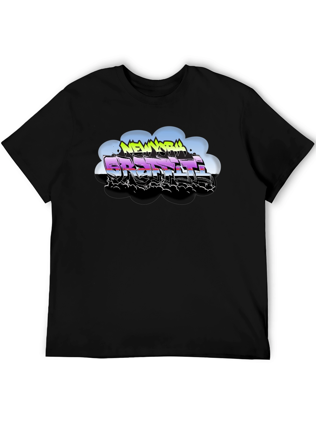New York Graffiti Style Black T-Shirt