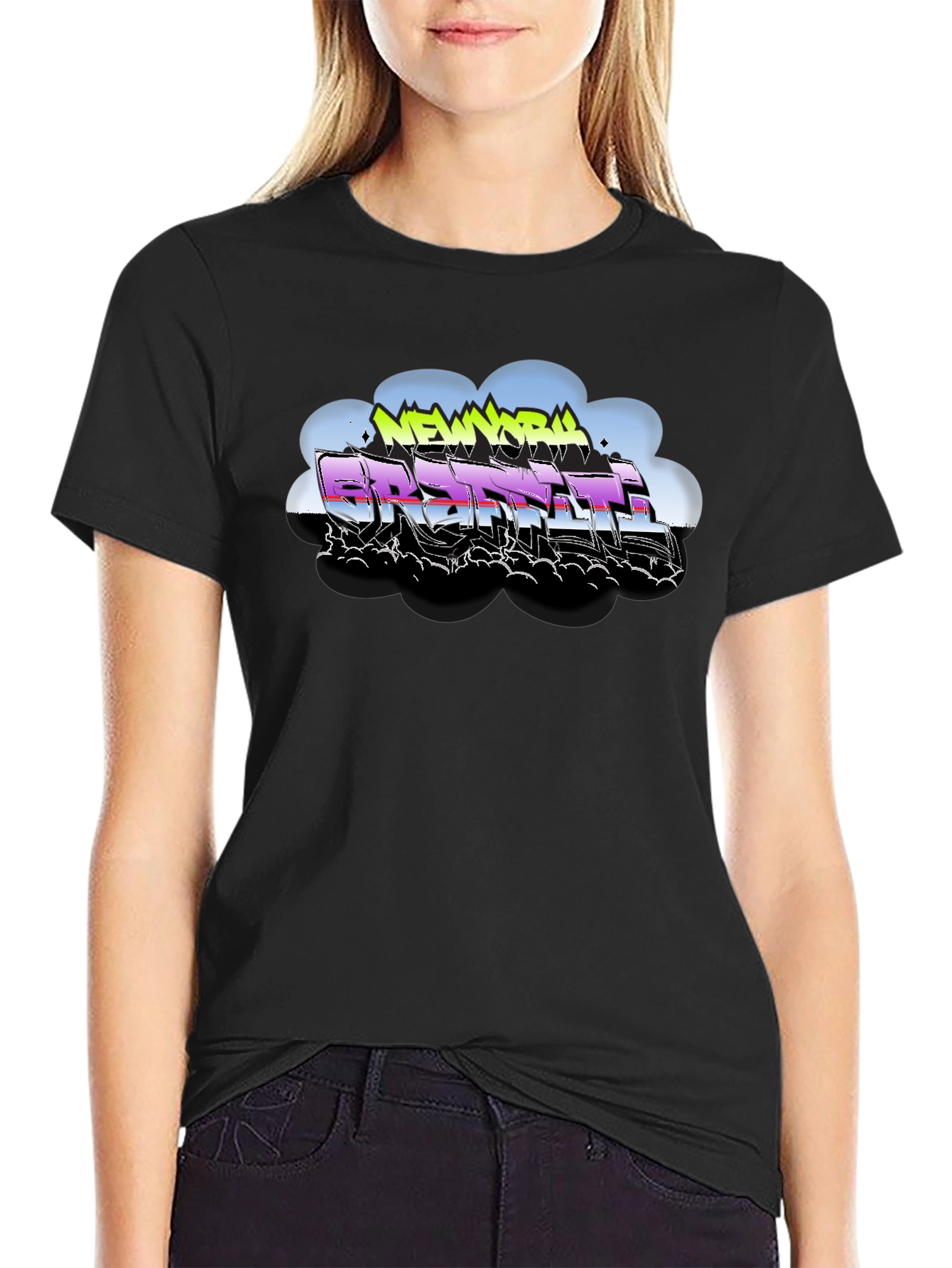 New York Graffiti Style Black T-Shirt