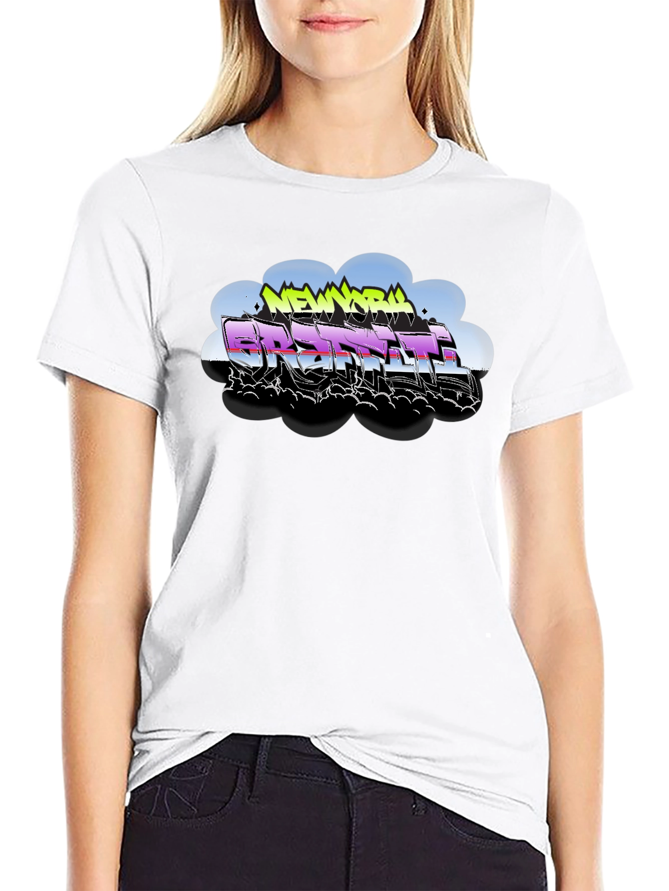 New York Graffiti Style Black T-Shirt