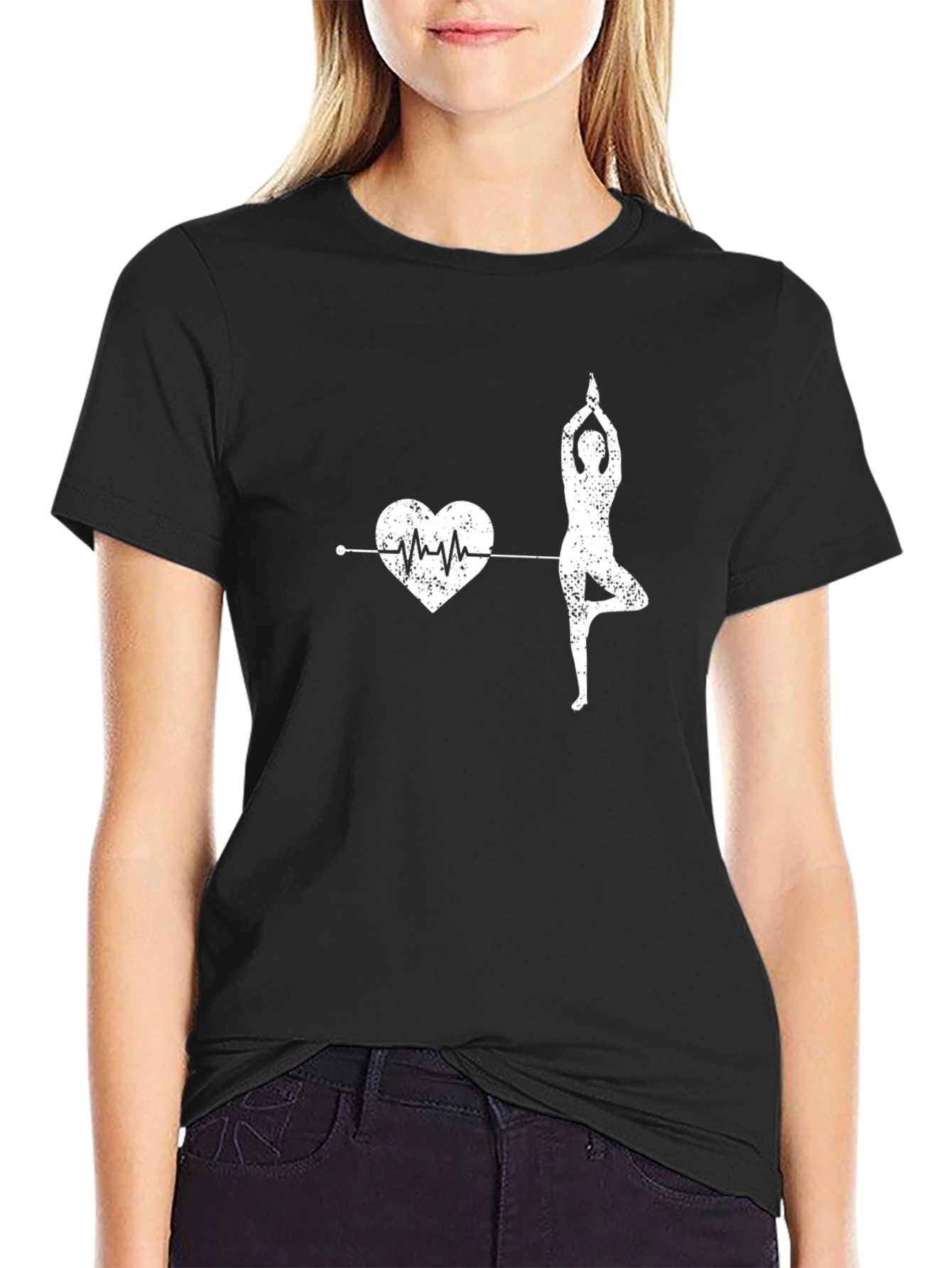 Yoga Heartbeat Black T-Shirt