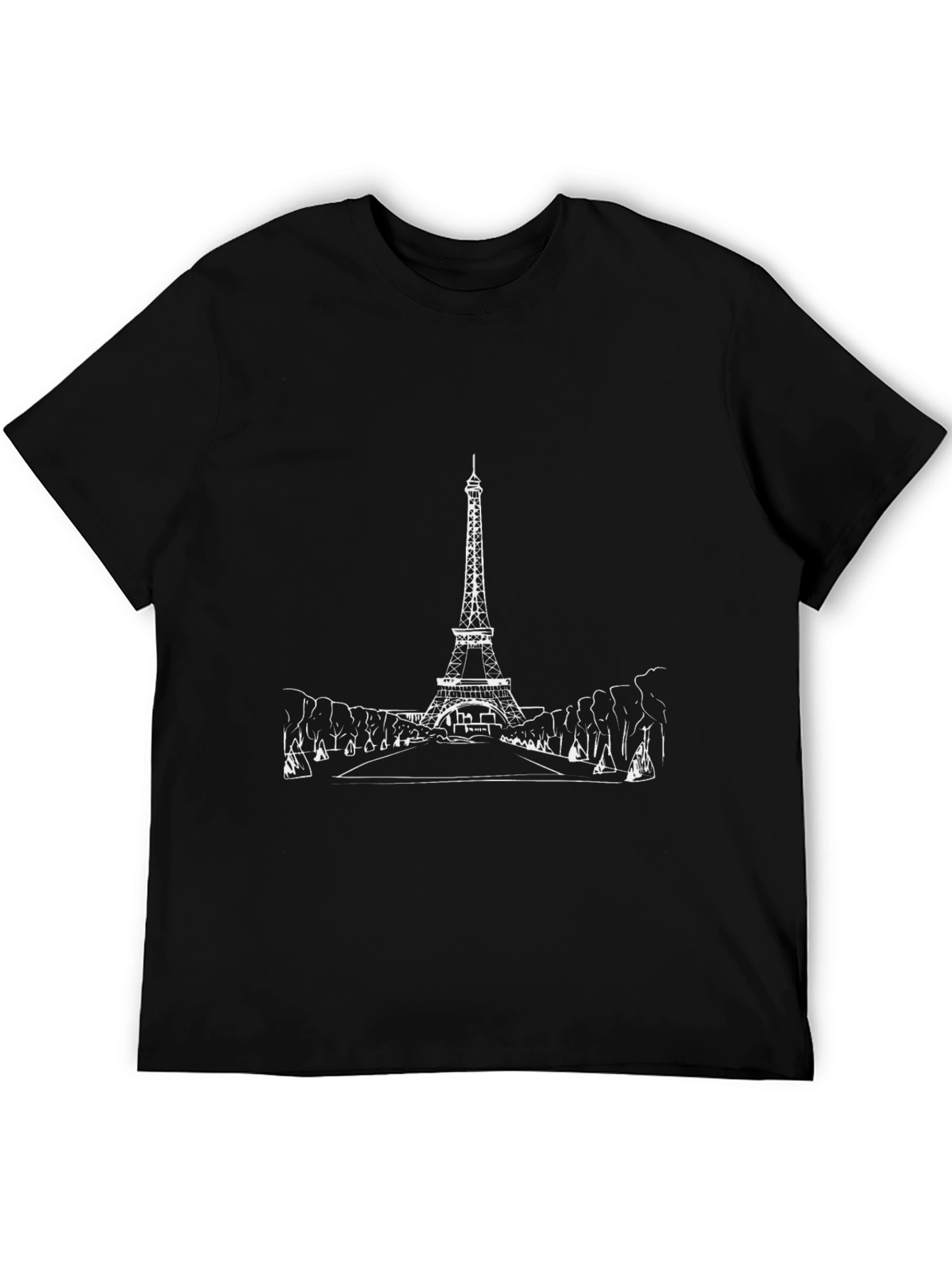 Paris Eiffel Tower Graphic Tee - Black Cotton Blend