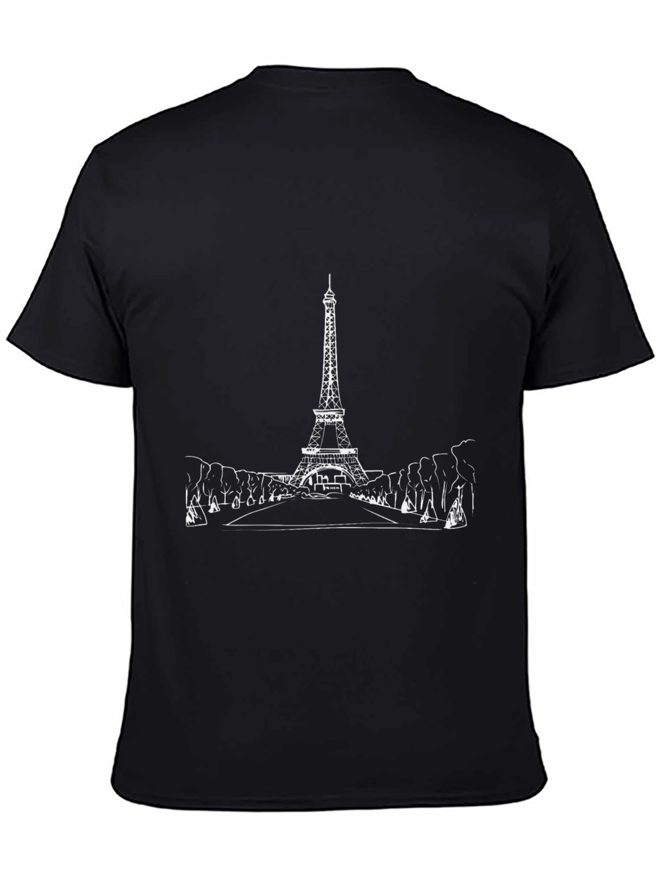 Paris Eiffel Tower Graphic Tee - Black Cotton Blend