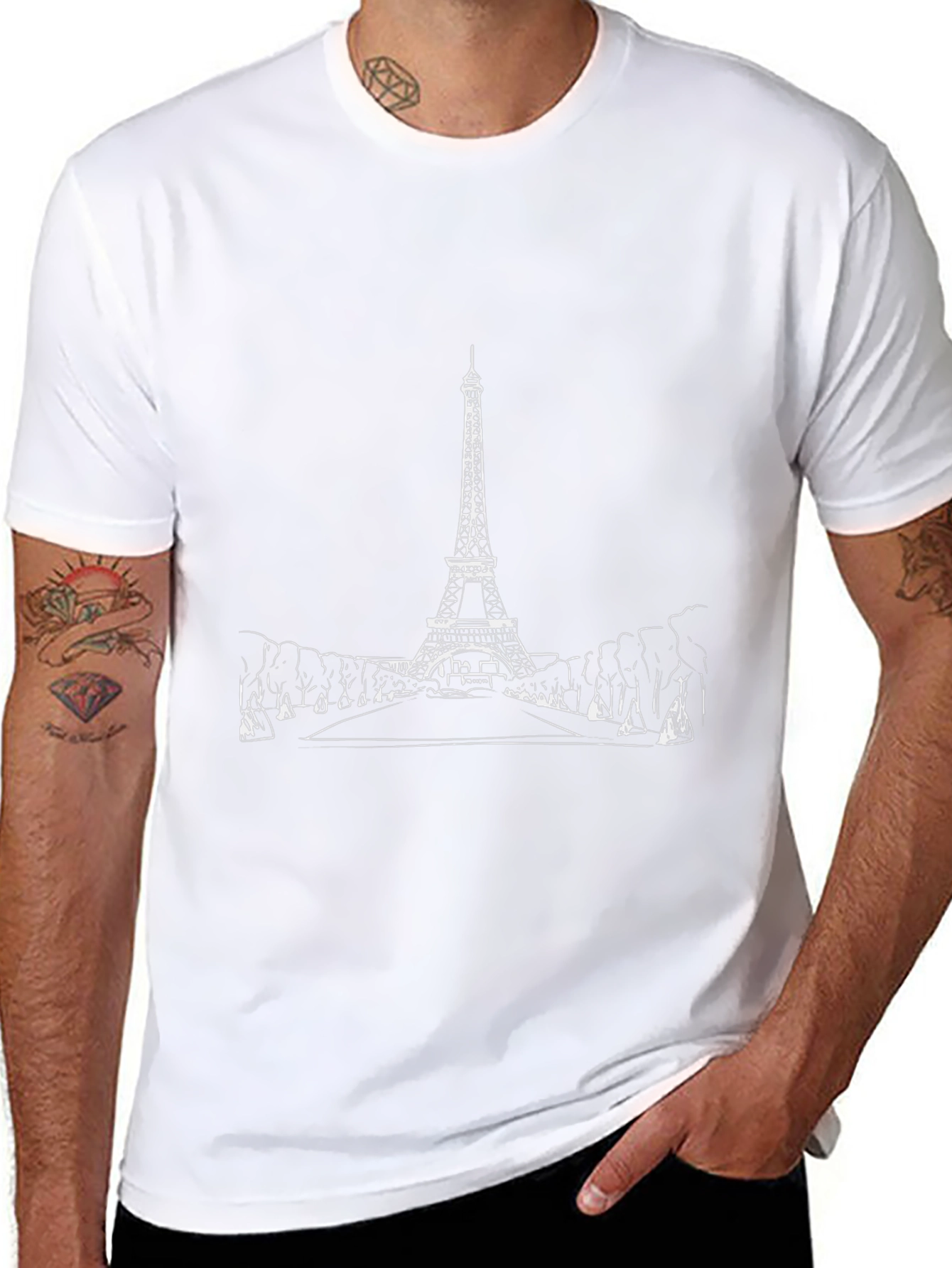 Paris Eiffel Tower Graphic Tee - Black Cotton Blend