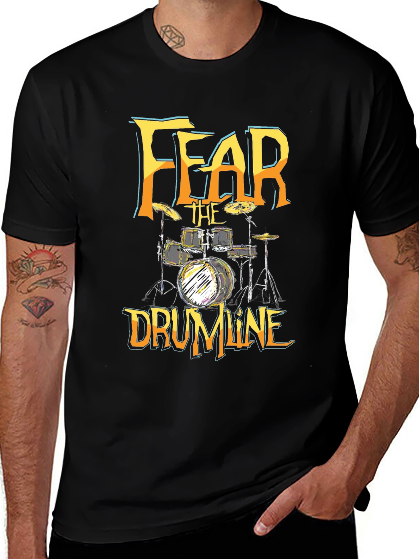 Fear The Drumline Graphic Tee - Black Cotton T-Shirt