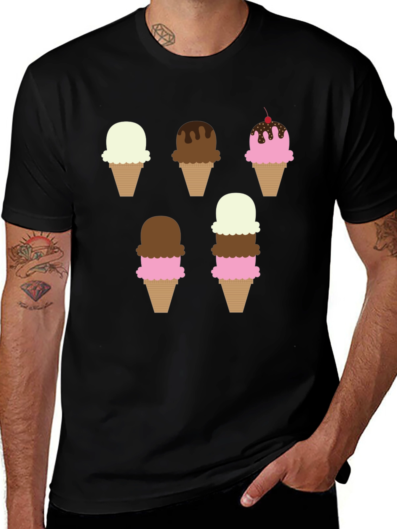 Ice Cream Cone Pattern T-Shirt