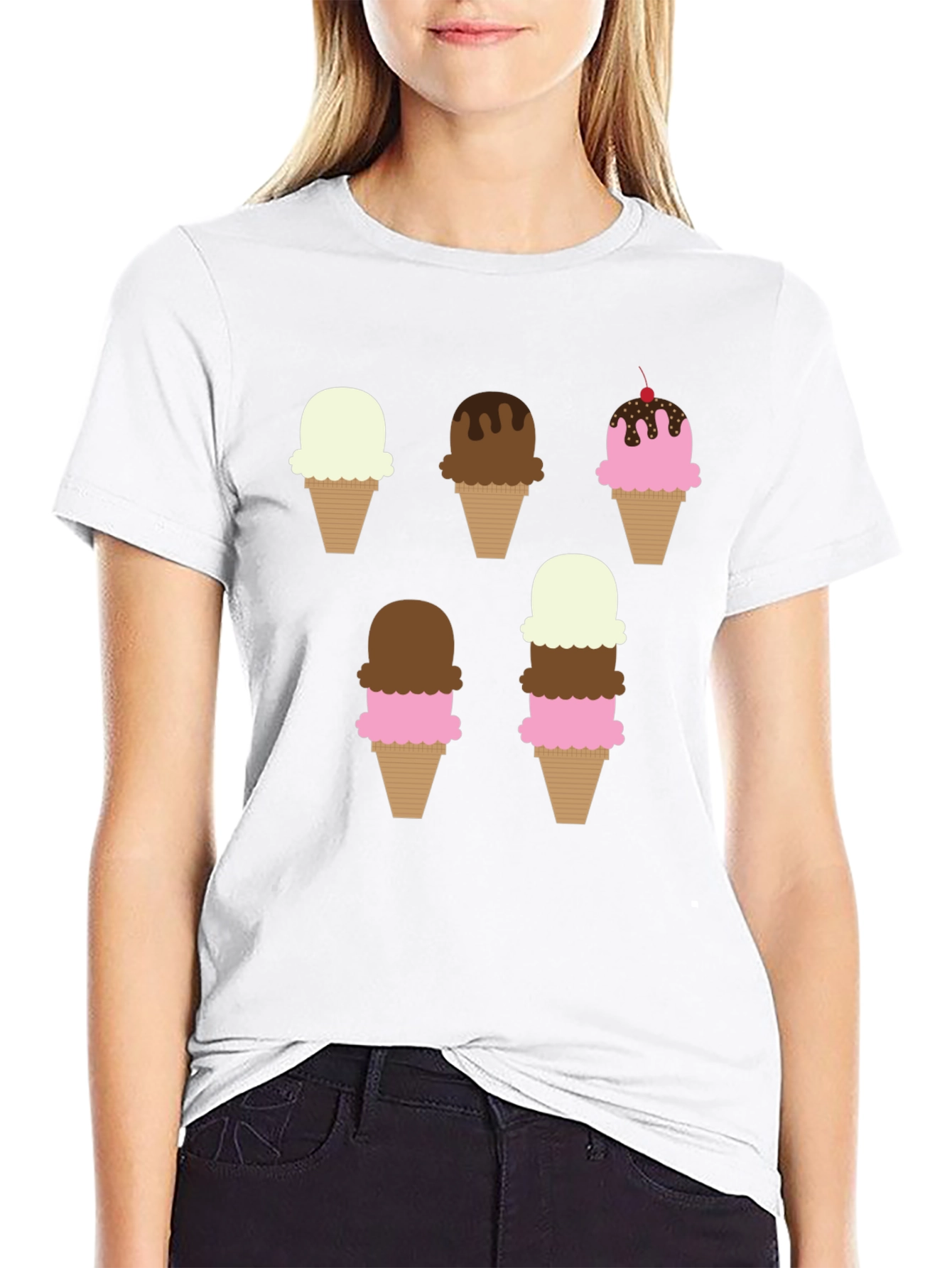 Ice Cream Cone Pattern T-Shirt