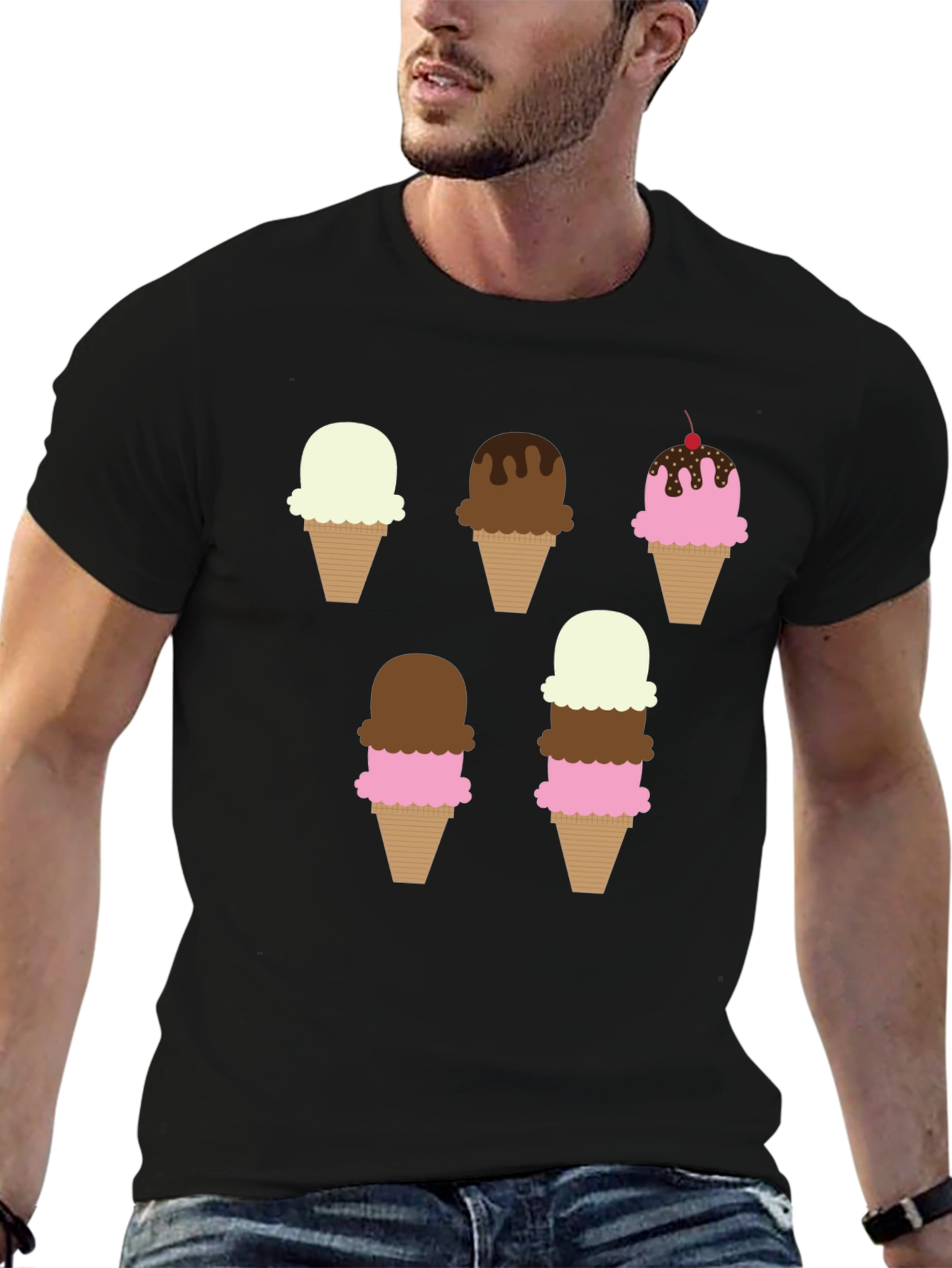 Ice Cream Cone Pattern T-Shirt