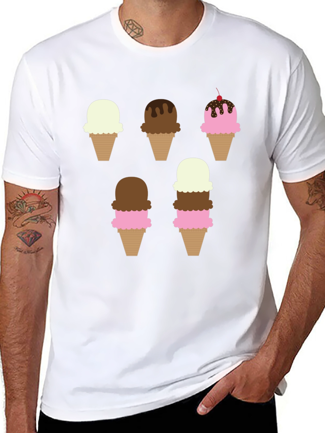 Ice Cream Cone Pattern T-Shirt