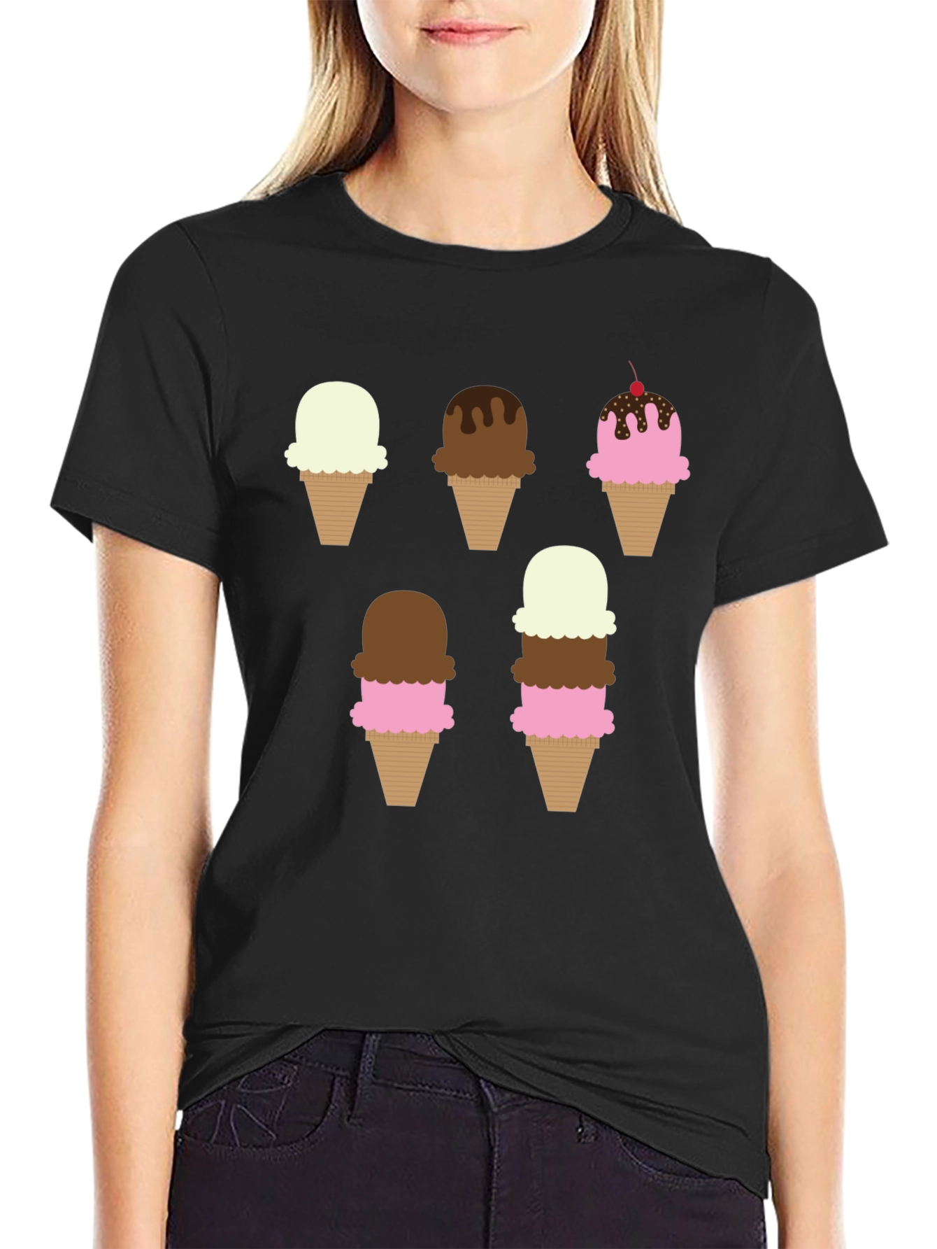 Ice Cream Cone Pattern T-Shirt