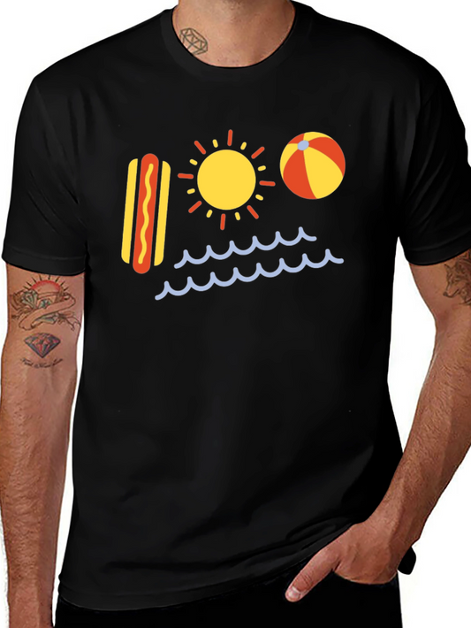 Summer Fun T-Shirt - Hot Dog Sun Beach Ball Design