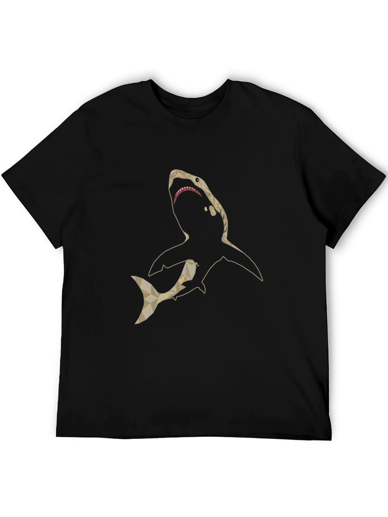 Geometric Shark Graphic Print Black T-Shirt