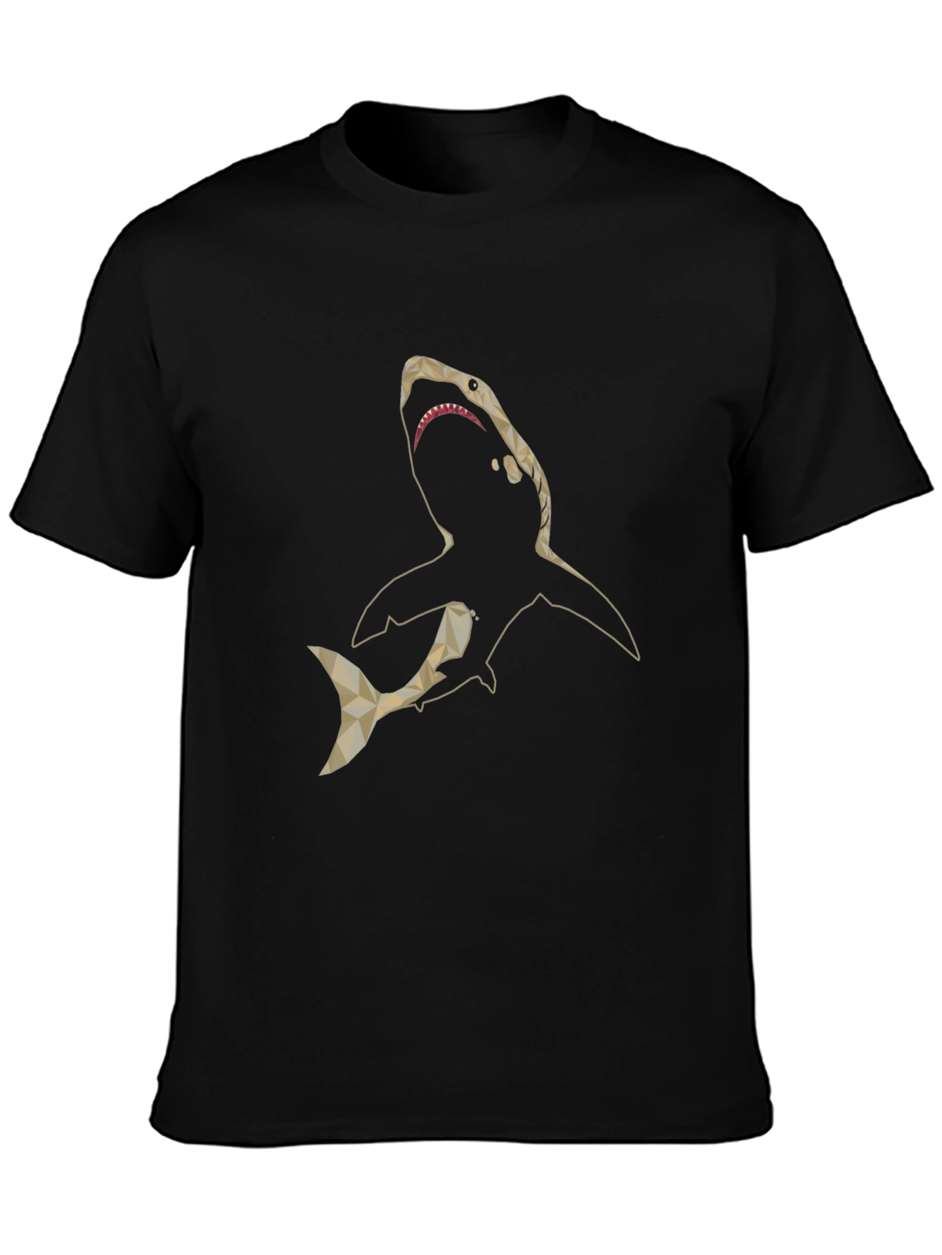 Geometric Shark Graphic Print Black T-Shirt