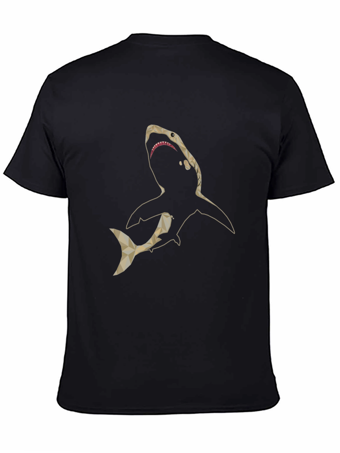 Geometric Shark Graphic Print Black T-Shirt
