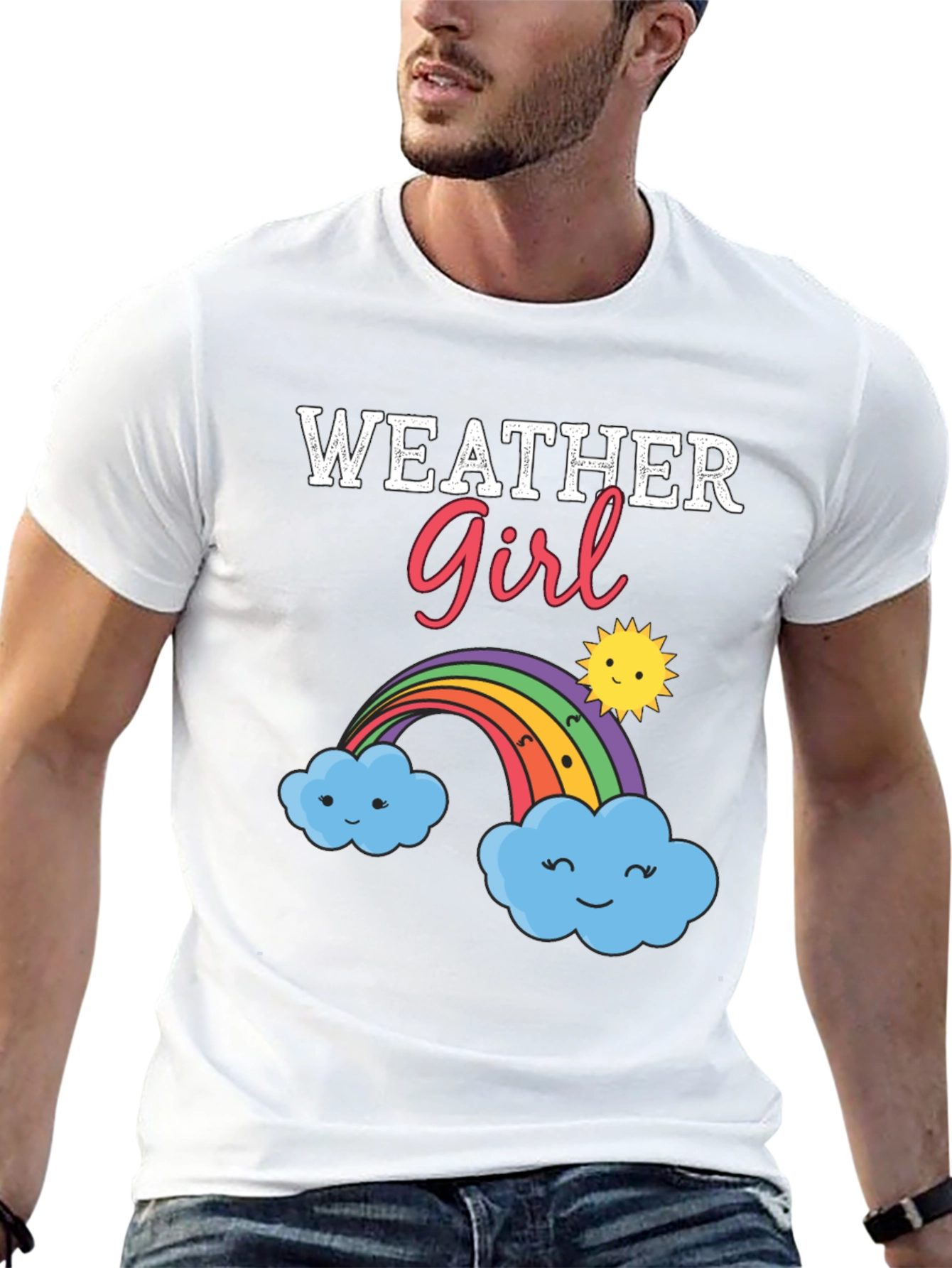 Weather Girl Graphic T-Shirt - Rainbow Cloud Design